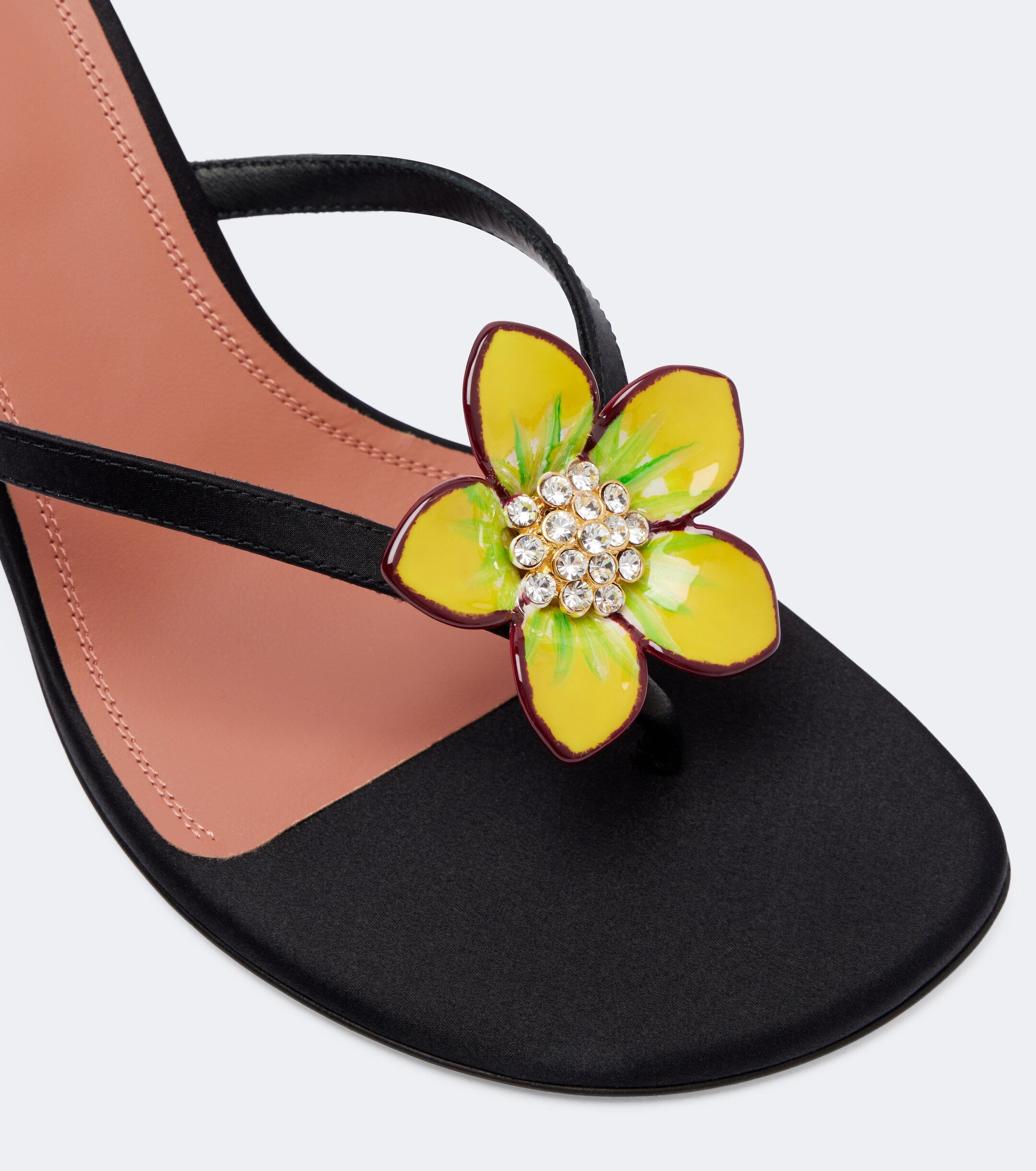 AMINA MUADDI Amina Muaddi Vittoria embellished satin thong sandals
