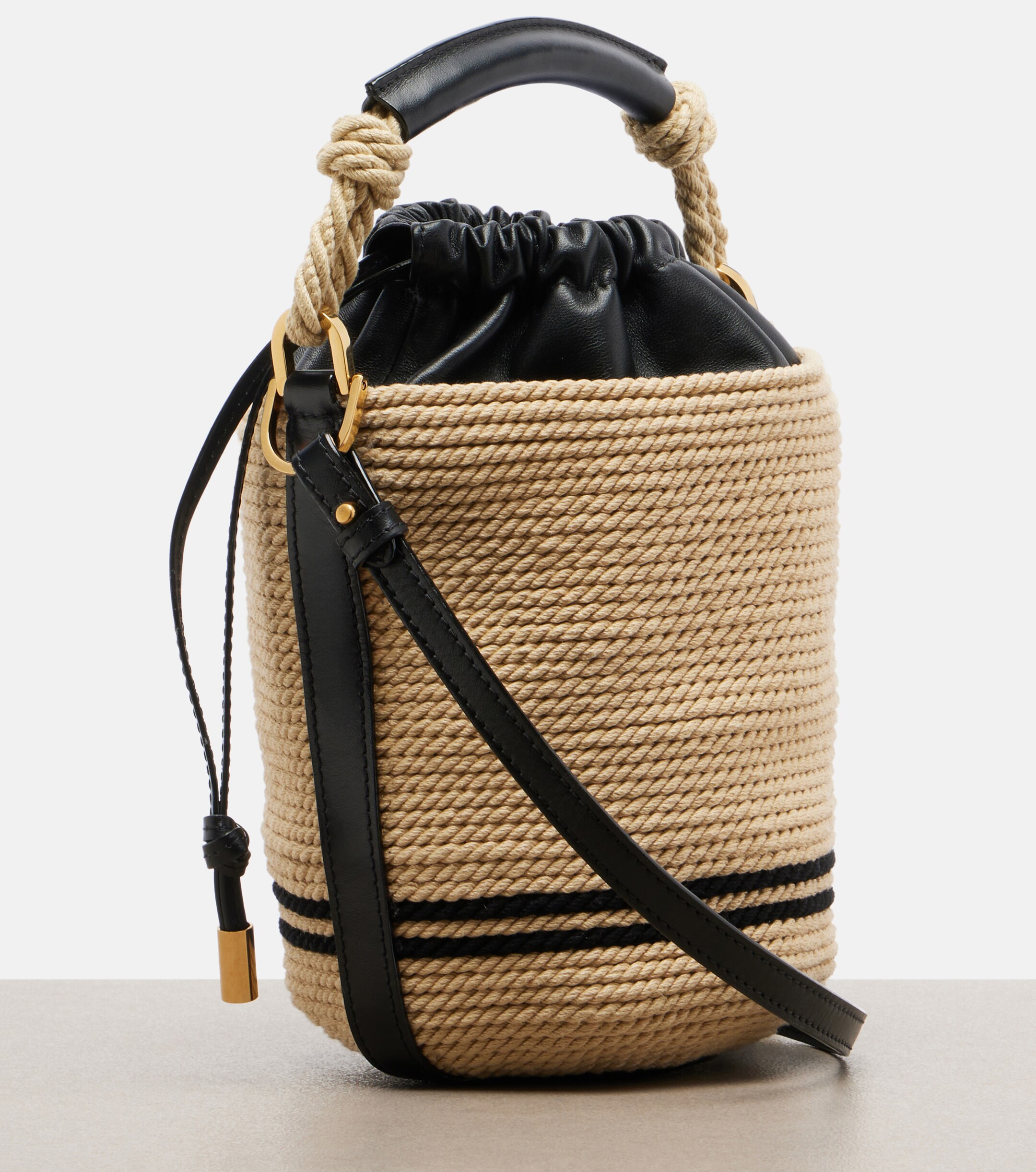 Chloé Soleil Mini raffia-effect bucket bag