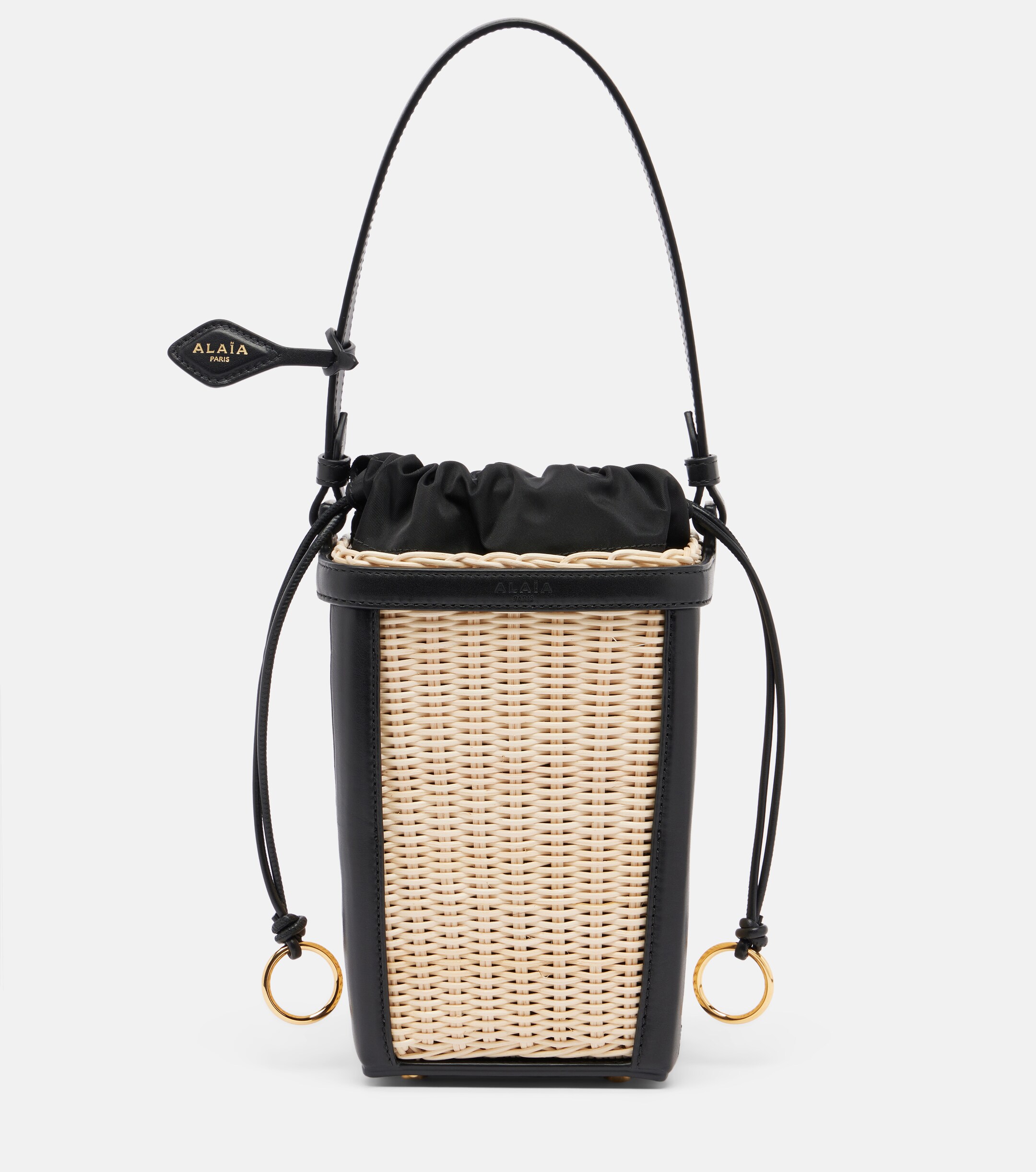 Alaïa Small wicker and leather bucket bag