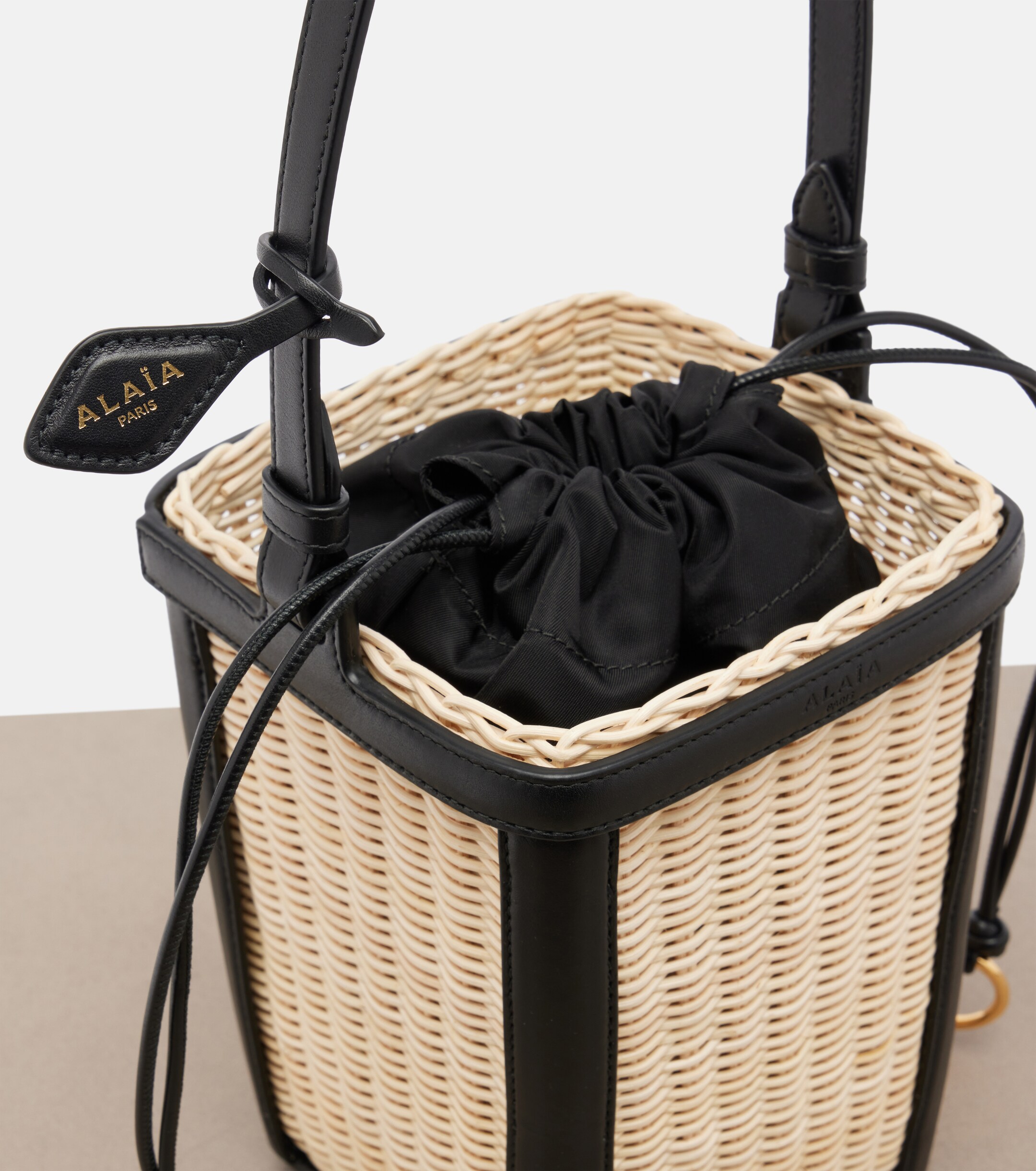 Alaïa Small wicker and leather bucket bag