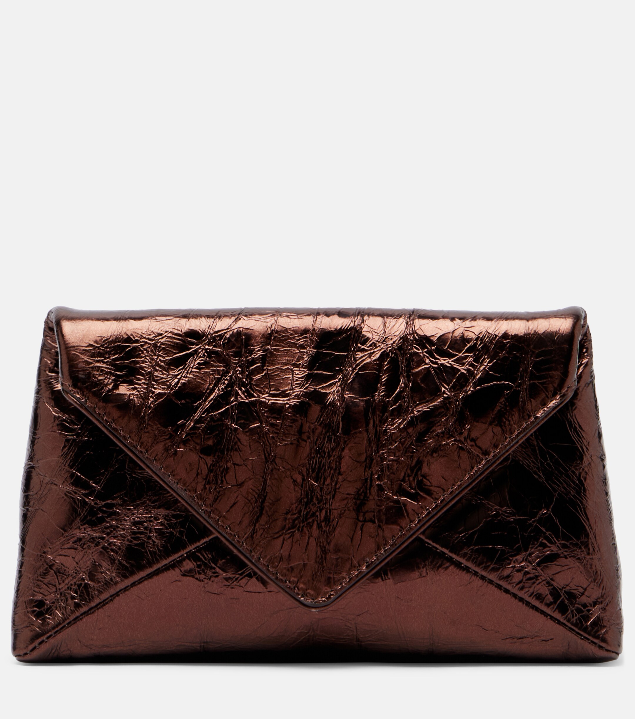 Dries Van Noten Small metallic leather clutch
