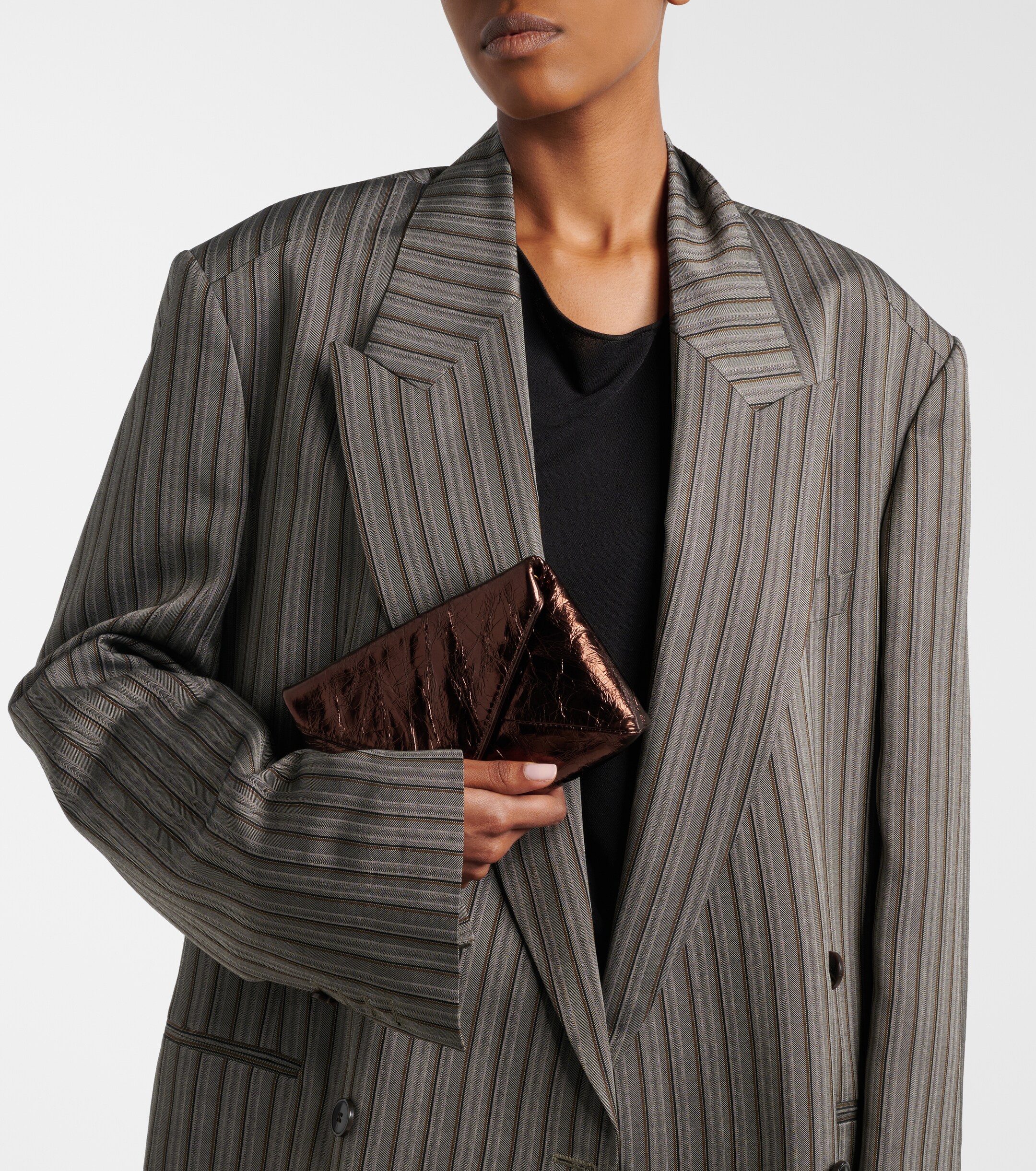 Dries Van Noten Small metallic leather clutch
