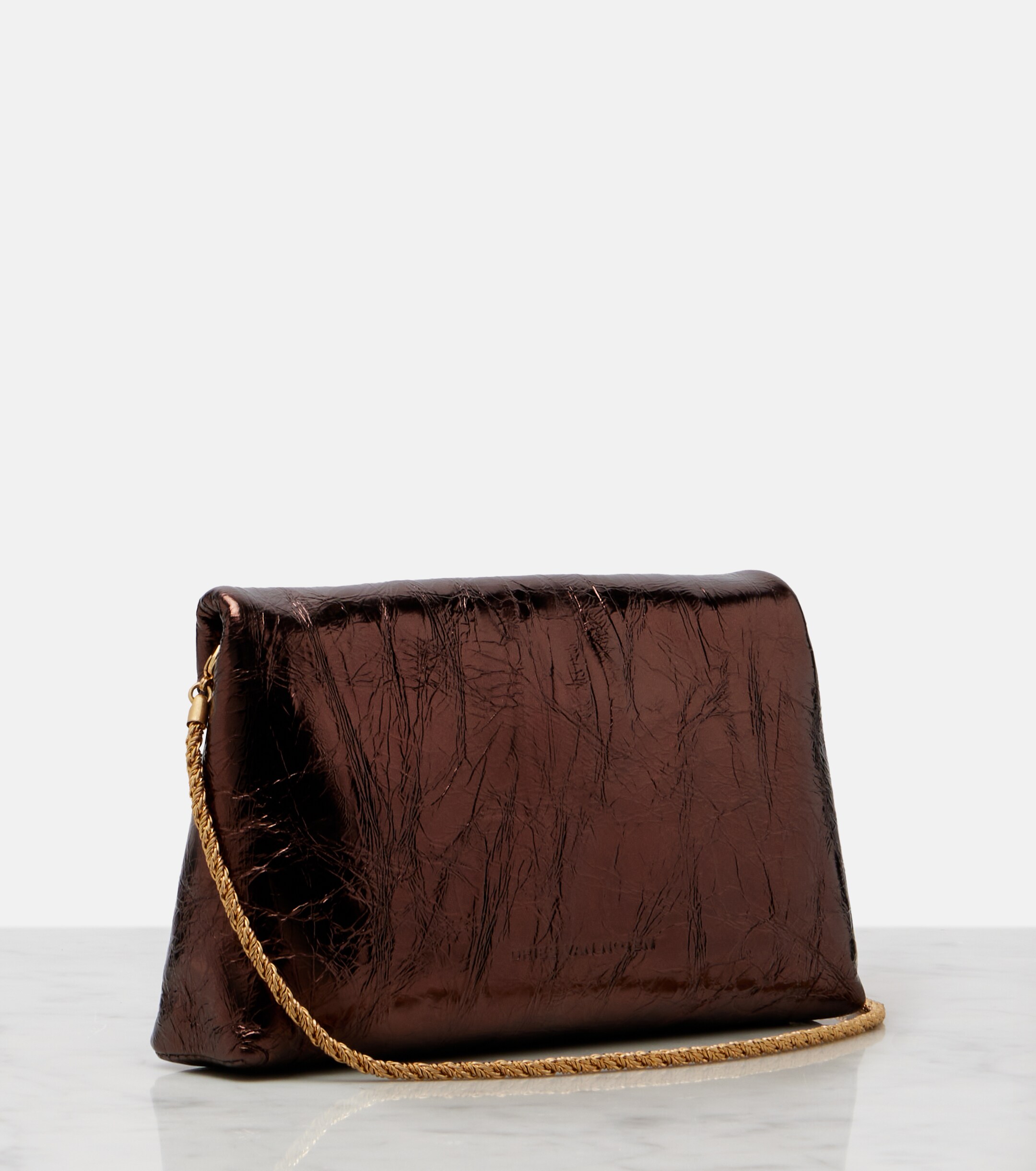 Dries Van Noten Small metallic leather clutch