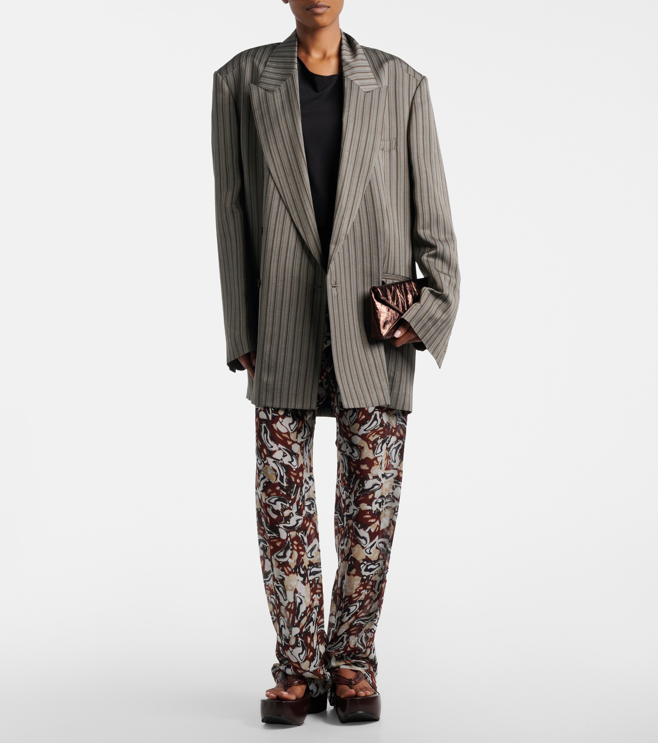 Dries Van Noten Small metallic leather clutch