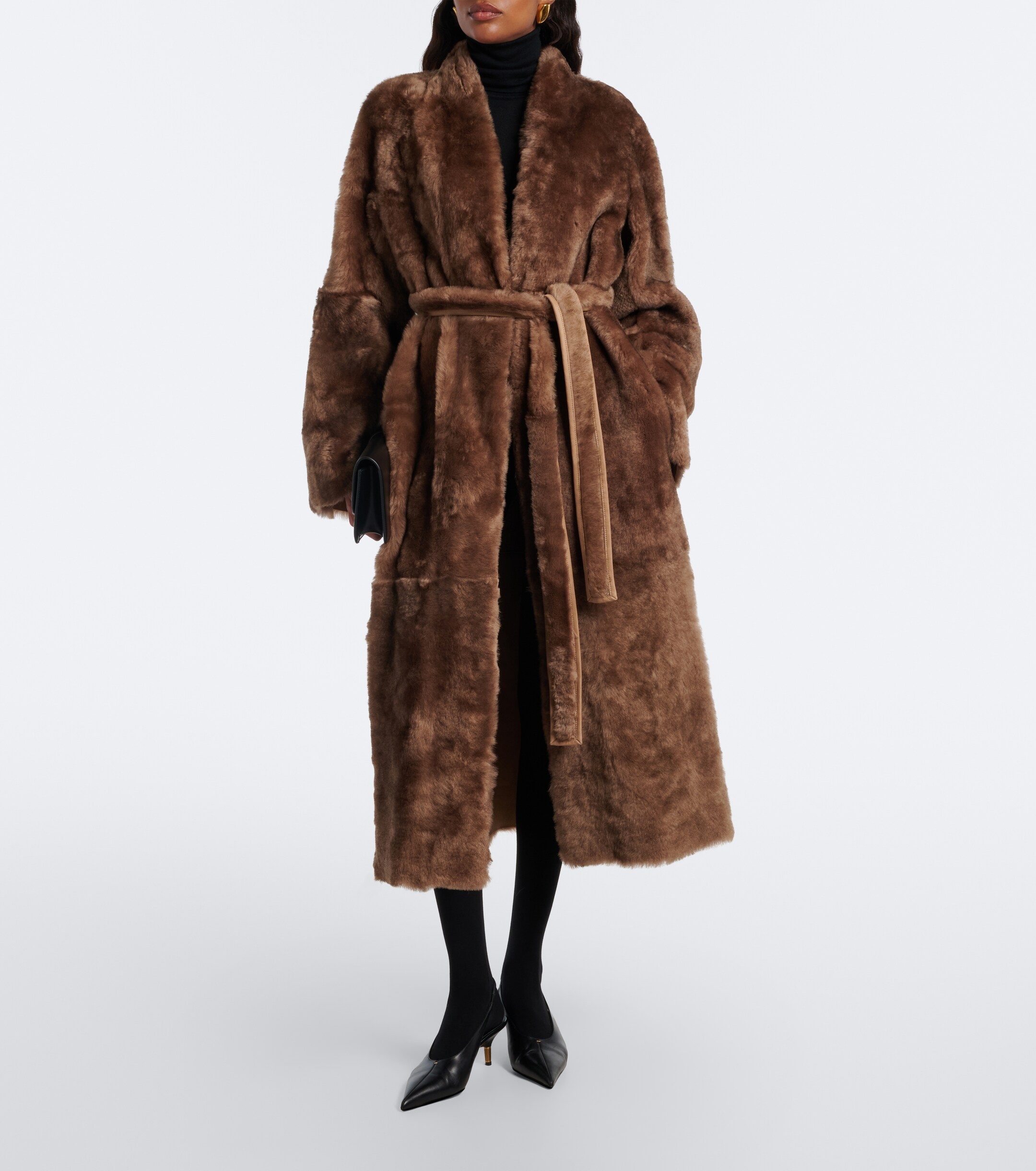 NOUR HAMMOUR Nour Hammour Davos shearling wrap coat
