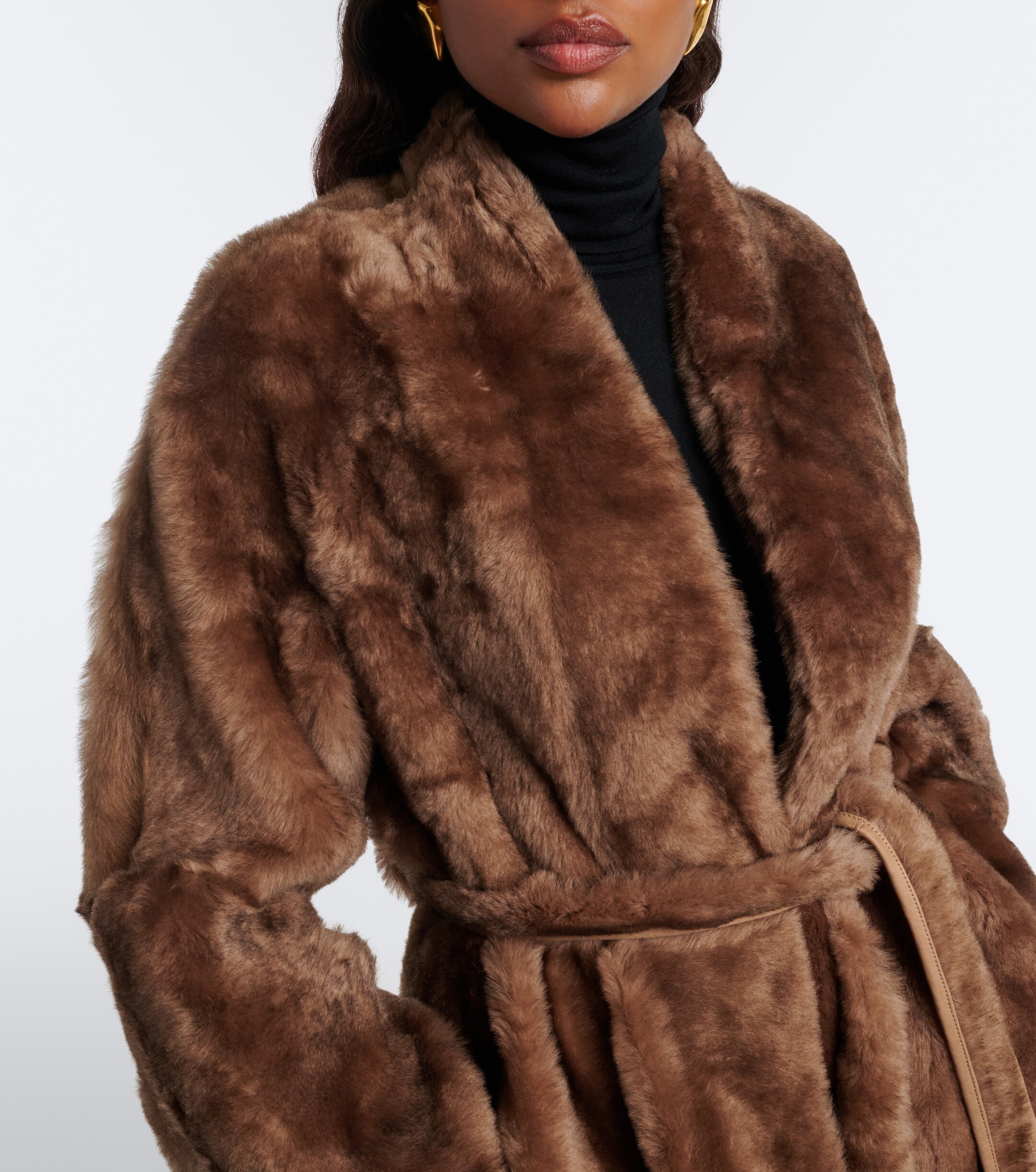 NOUR HAMMOUR Nour Hammour Davos shearling wrap coat