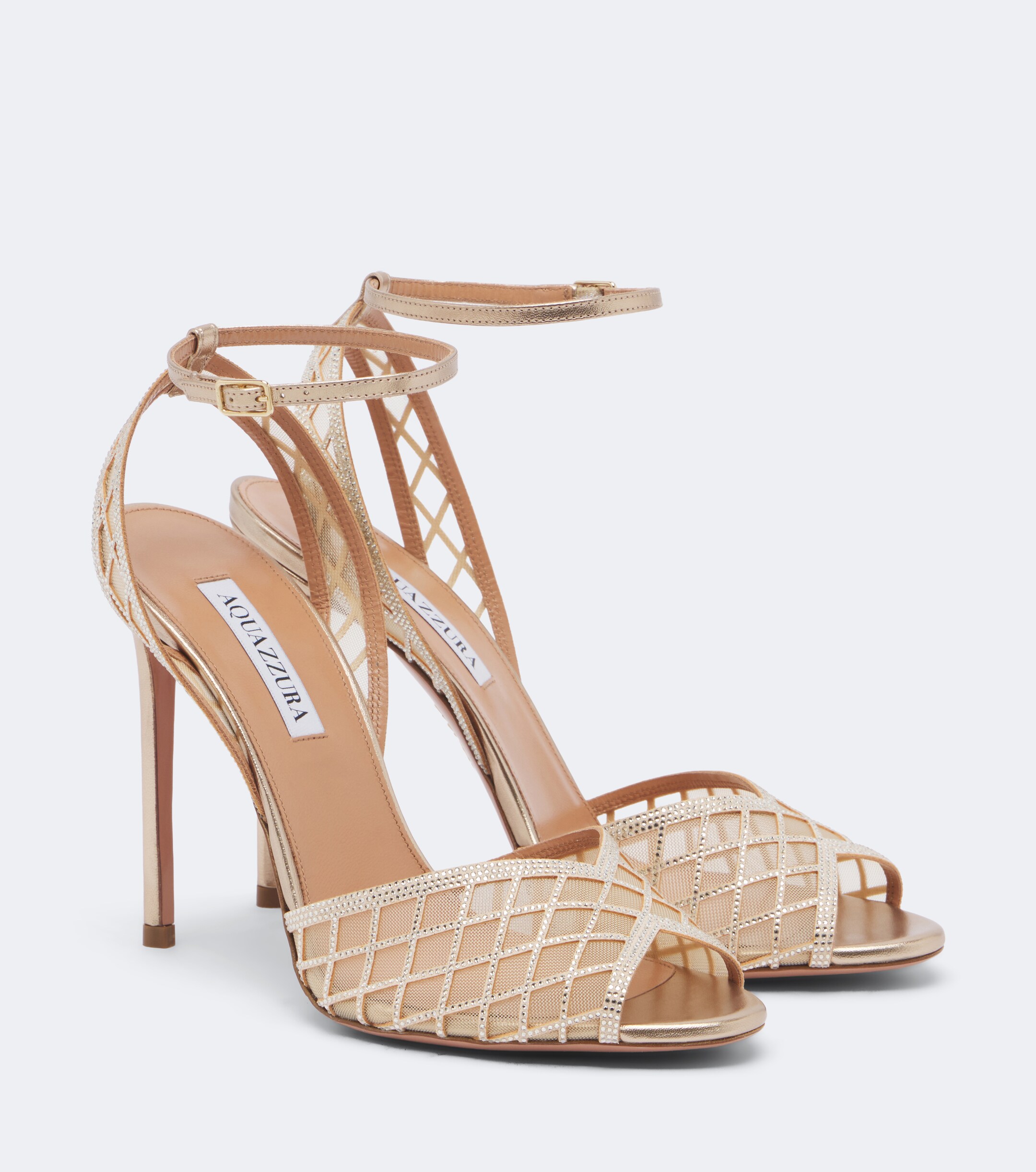AQUAZZURA Aquazzura Lumiere embellished leather-trimmed sandals
