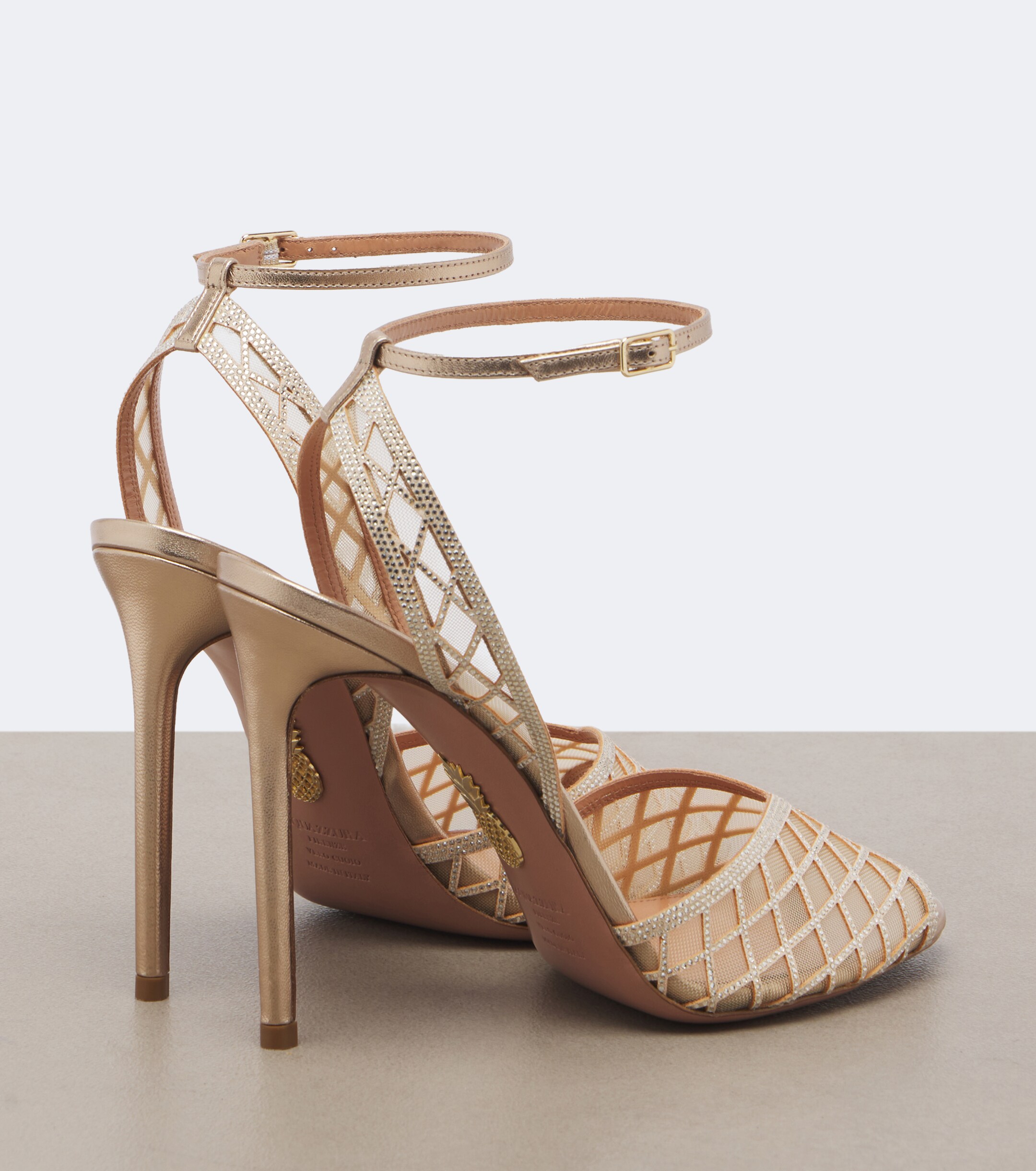 AQUAZZURA Aquazzura Lumiere embellished leather-trimmed sandals