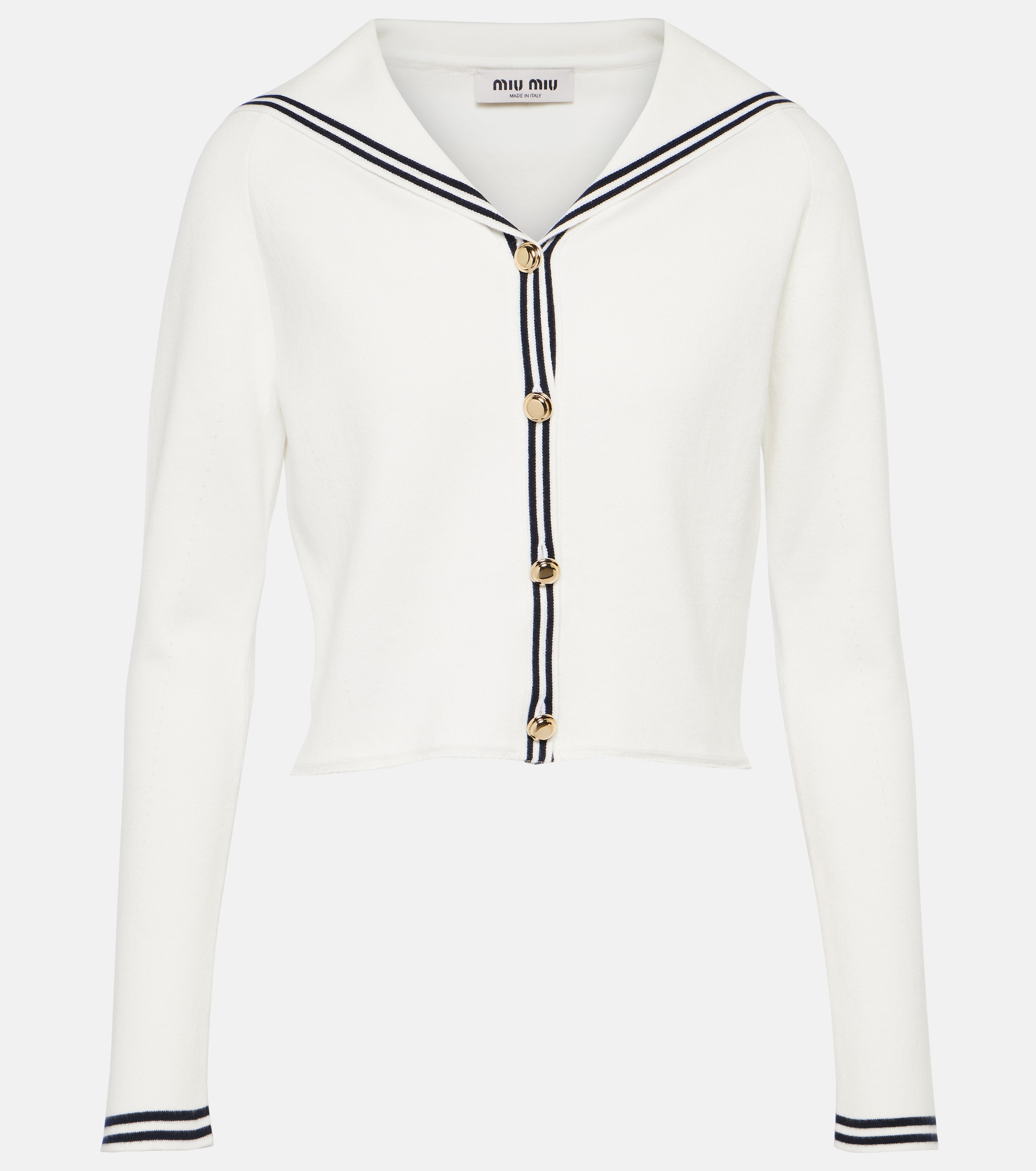 Miu Miu - Striped cotton-blend cardigan | Plush
