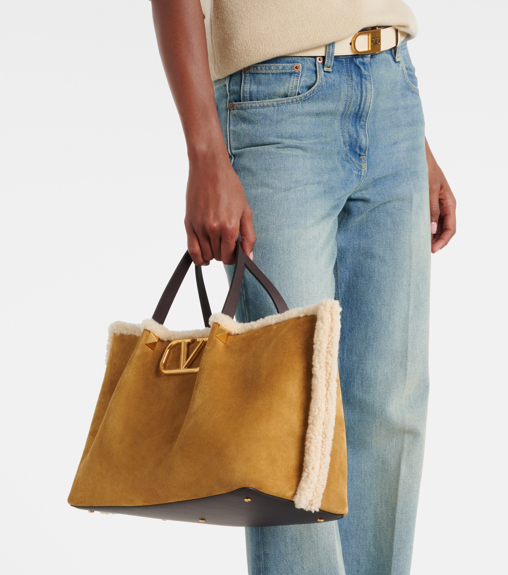 Valentino Garavani VLogo Medium suede tote bag thumbnail
