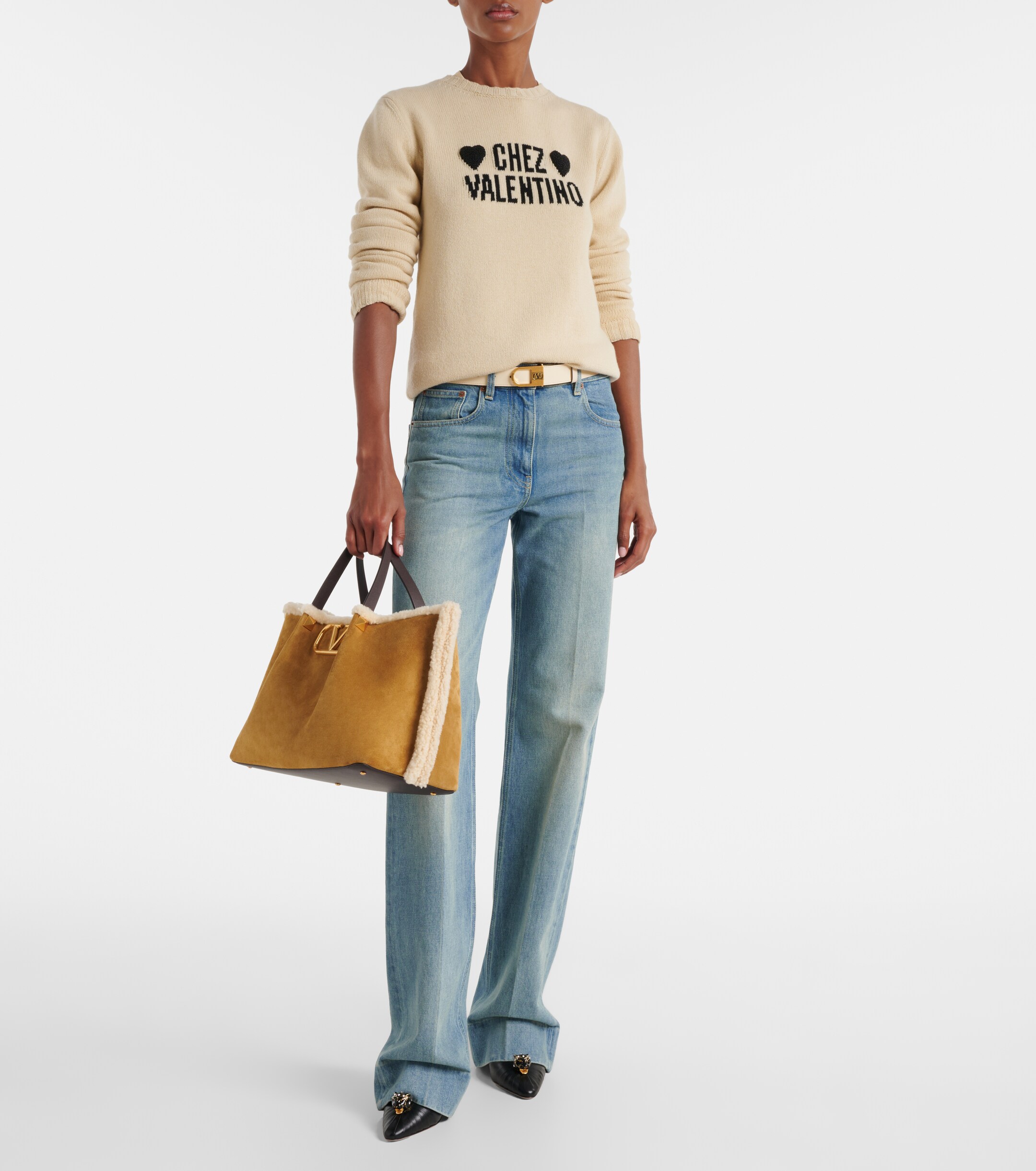 Valentino Garavani VLogo Medium suede tote bag thumbnail