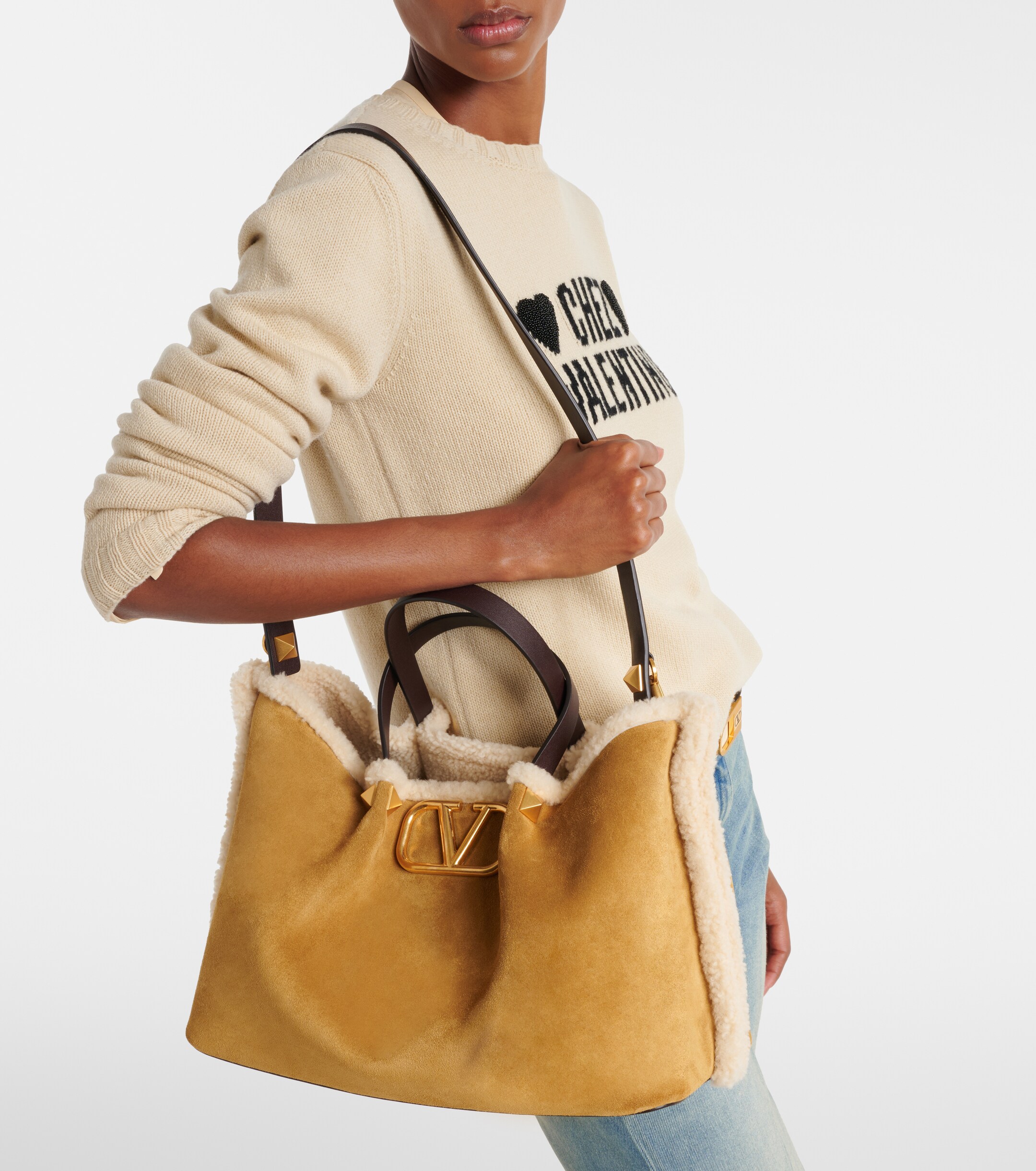 Valentino Garavani VLogo Medium suede tote bag thumbnail