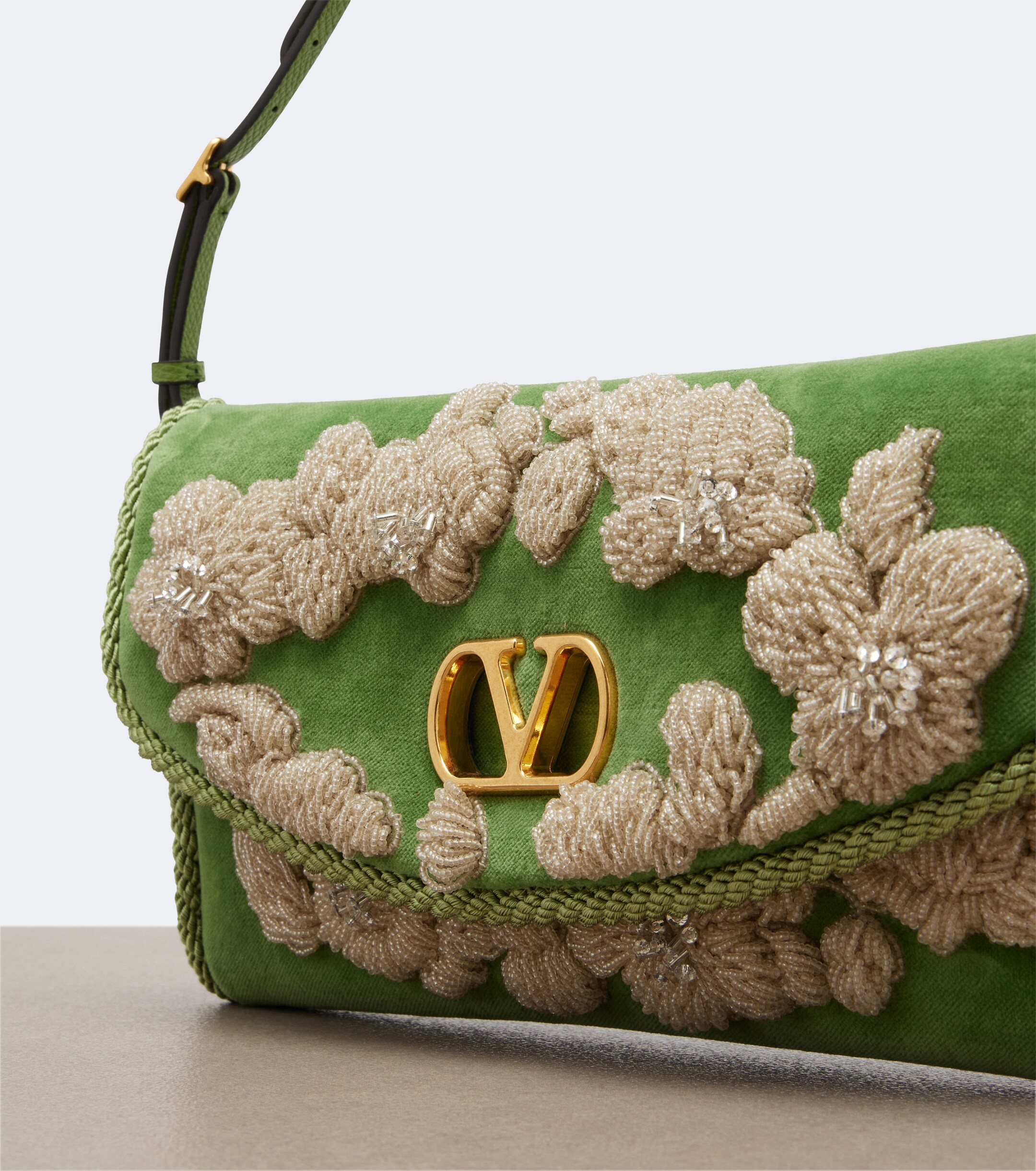 Valentino Garavani DeVain embellished velvet shoulder bag thumbnail