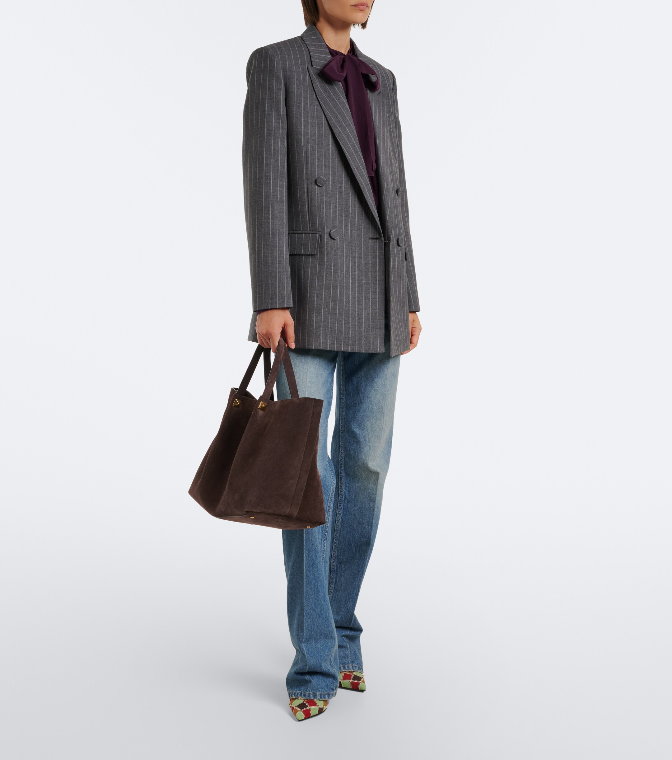 Valentino Garavani VLogo Signature Large suede tote bag thumbnail