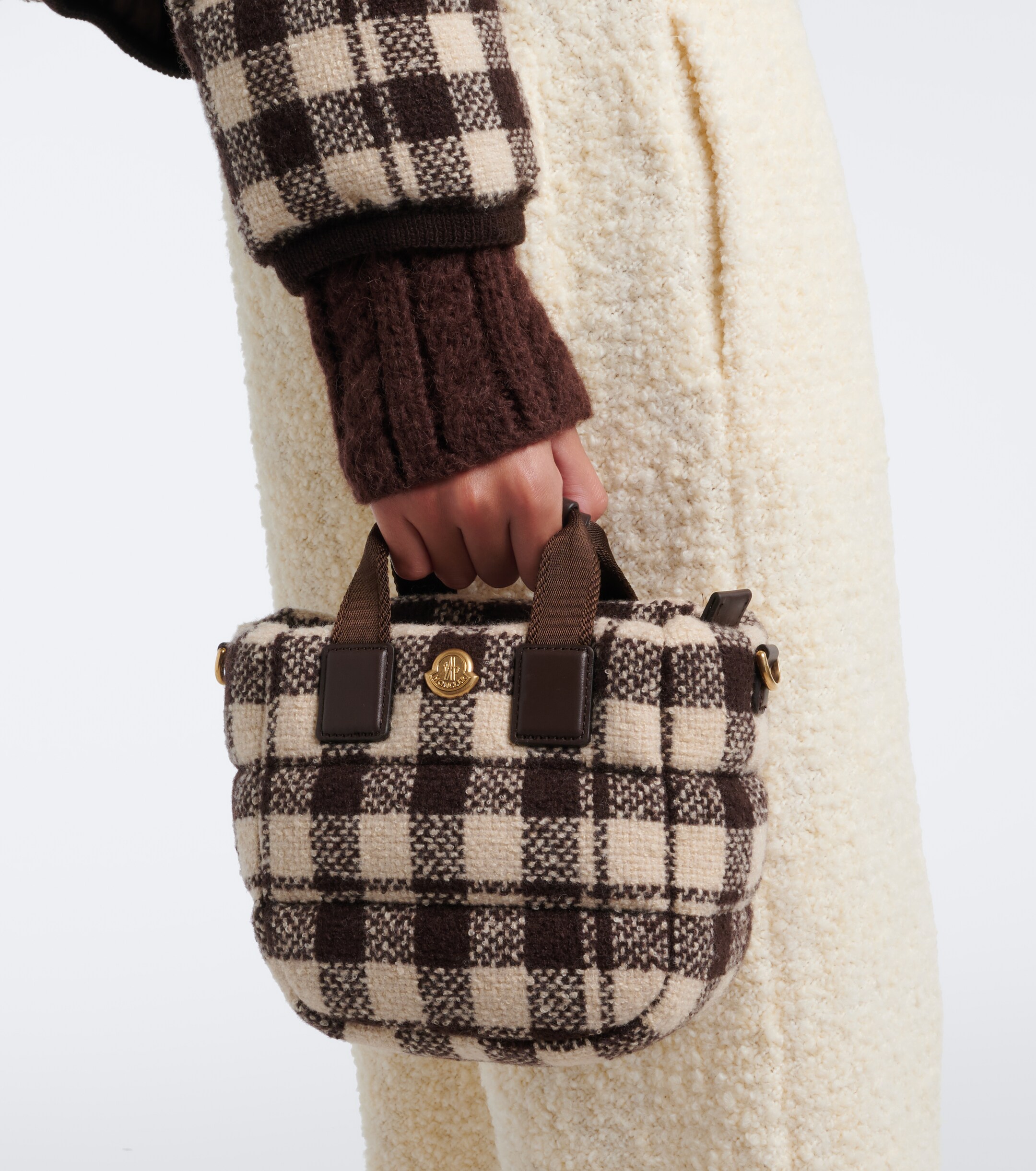 Moncler Caradoc Mini checked canvas tote bag