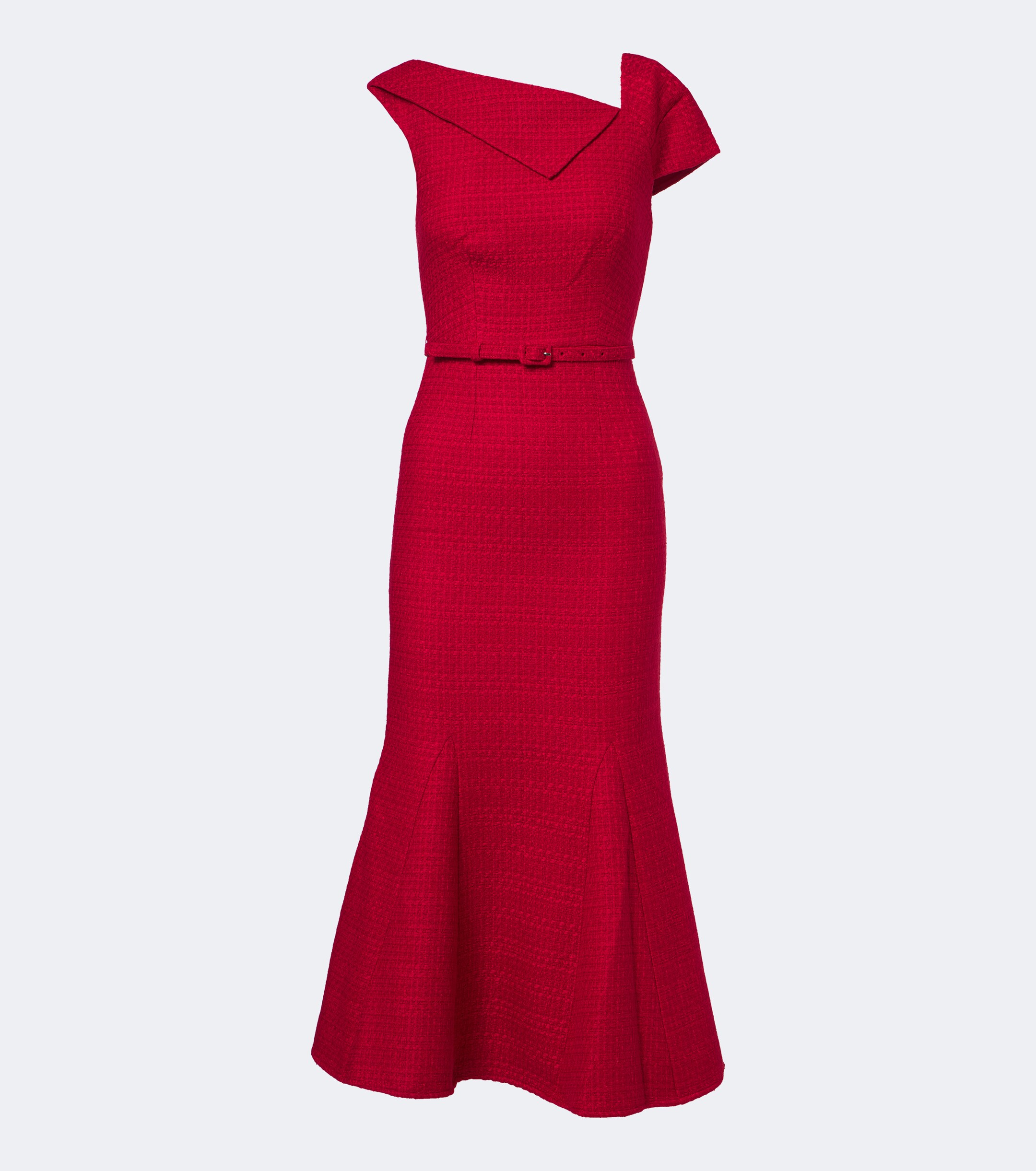 Roland Mouret Roland Mouret Belted asymmetric bouclé cocktail dress