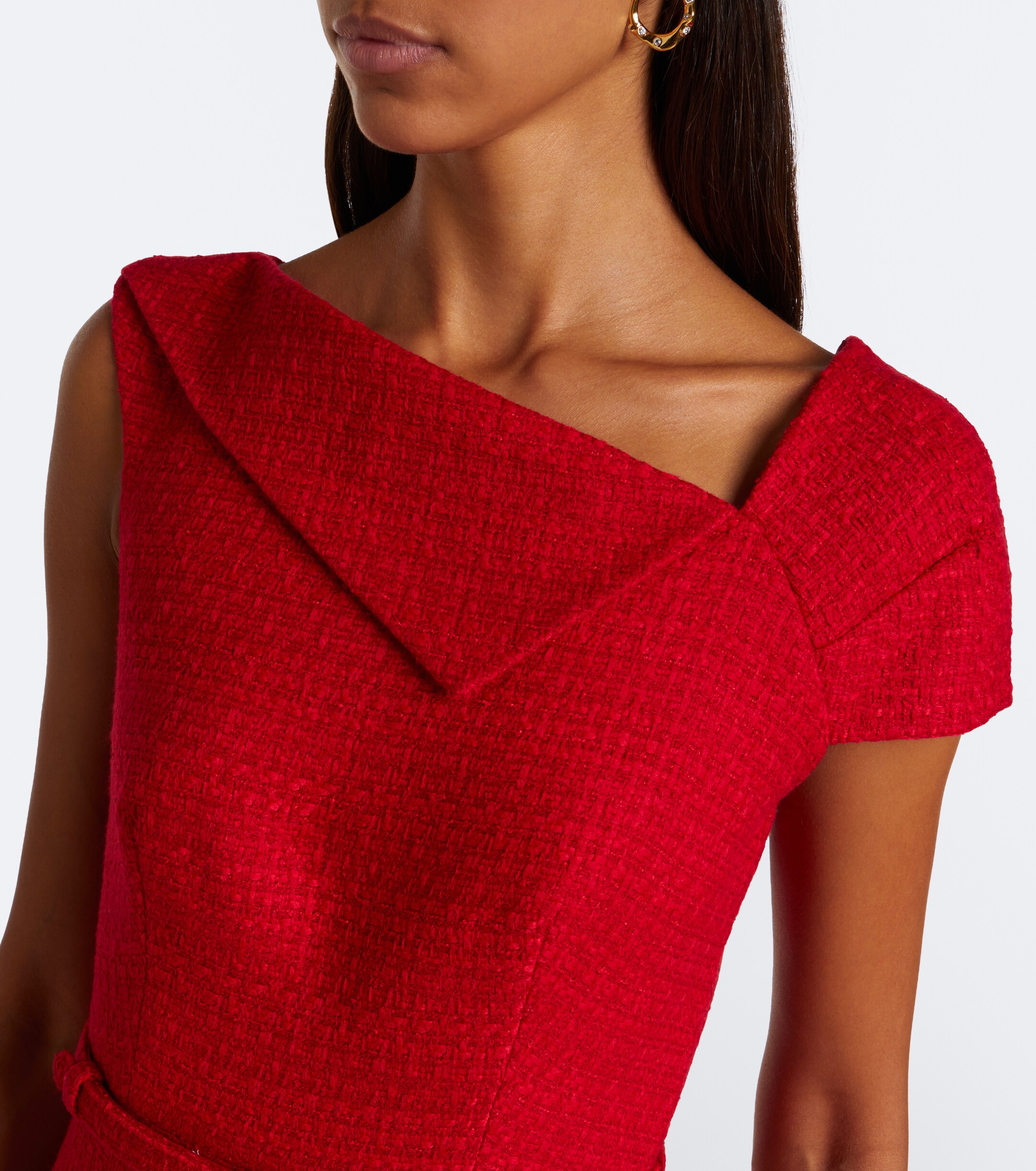 Roland Mouret Roland Mouret Belted asymmetric bouclé cocktail dress