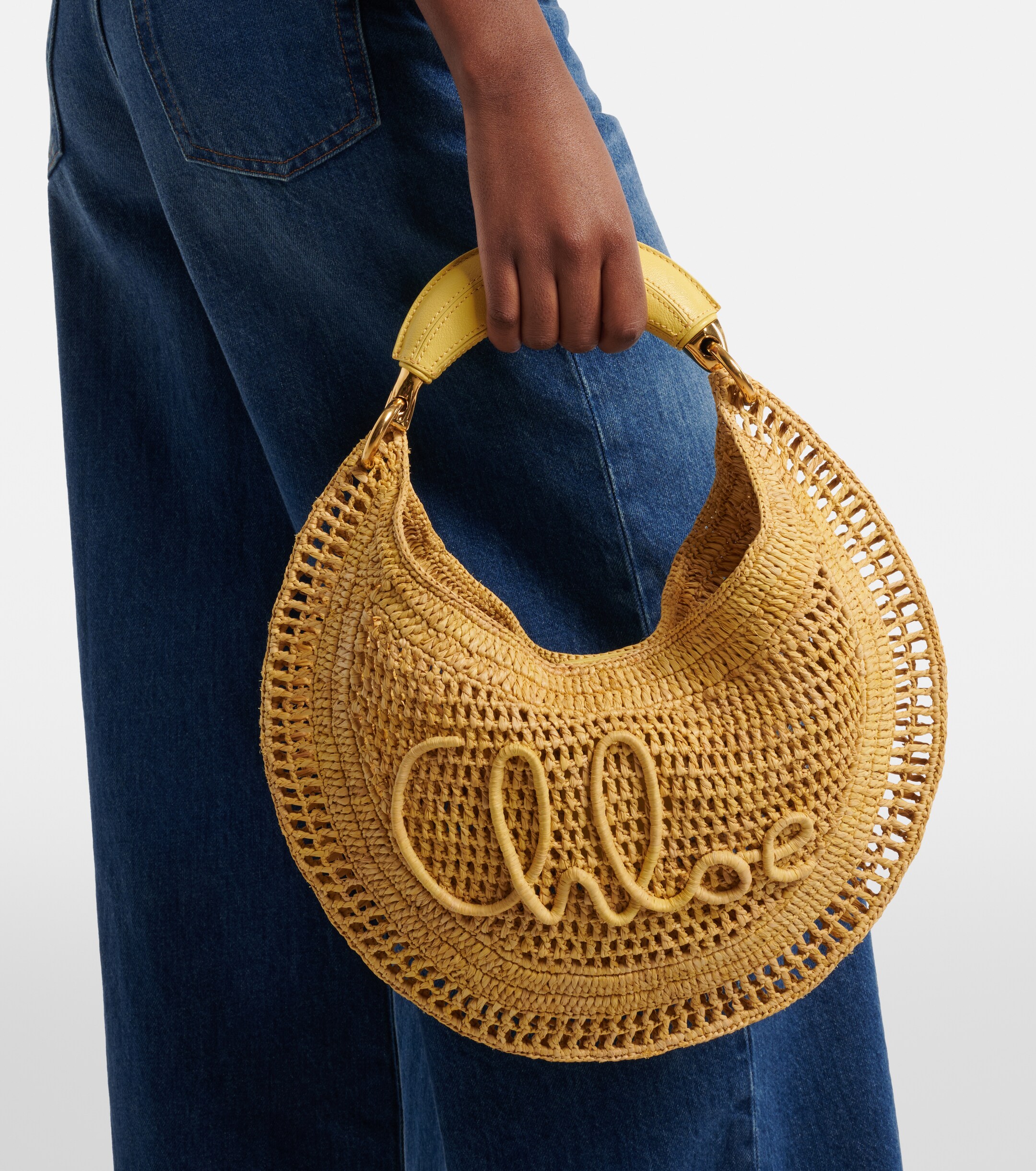 Chloé Summer Banana raffia shoulder bag