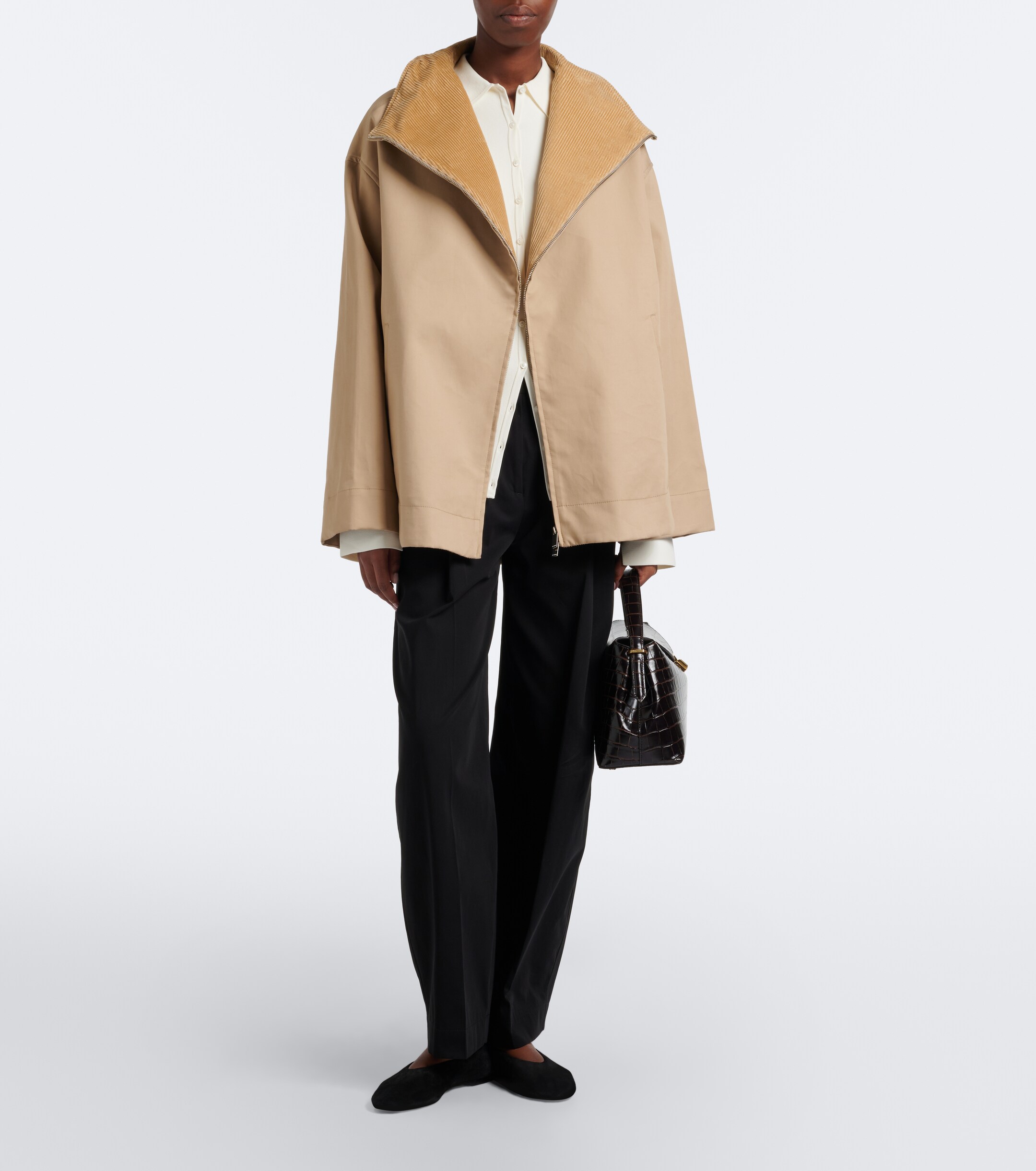TOTEME Toteme Oversized corduroy-trimmed cotton jacket