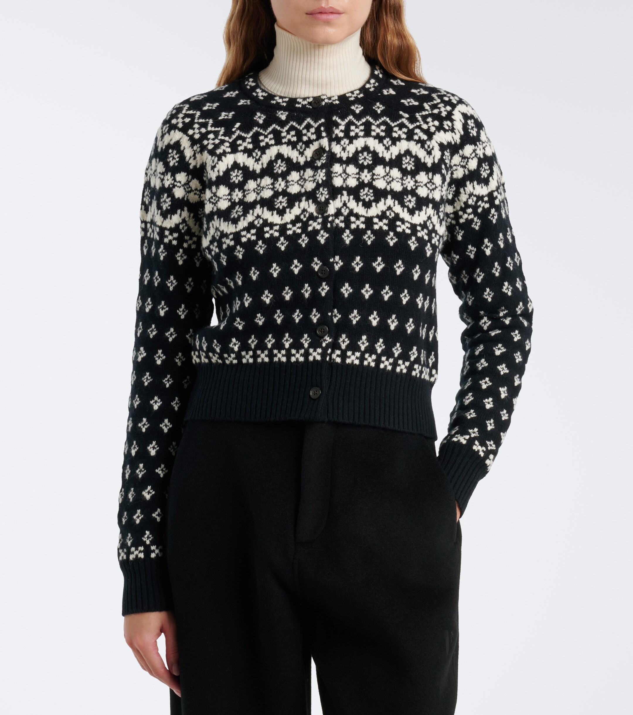 Polo Ralph Lauren Polo Ralph Lauren Jacquard wool, cotton, and alpaca cardigan