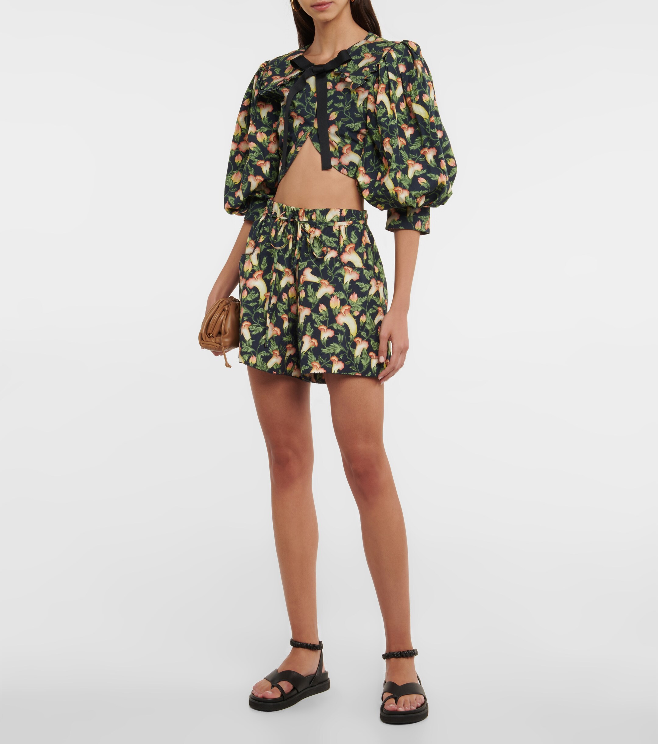 Agua by Agua Bendita Granate floral cotton crop top