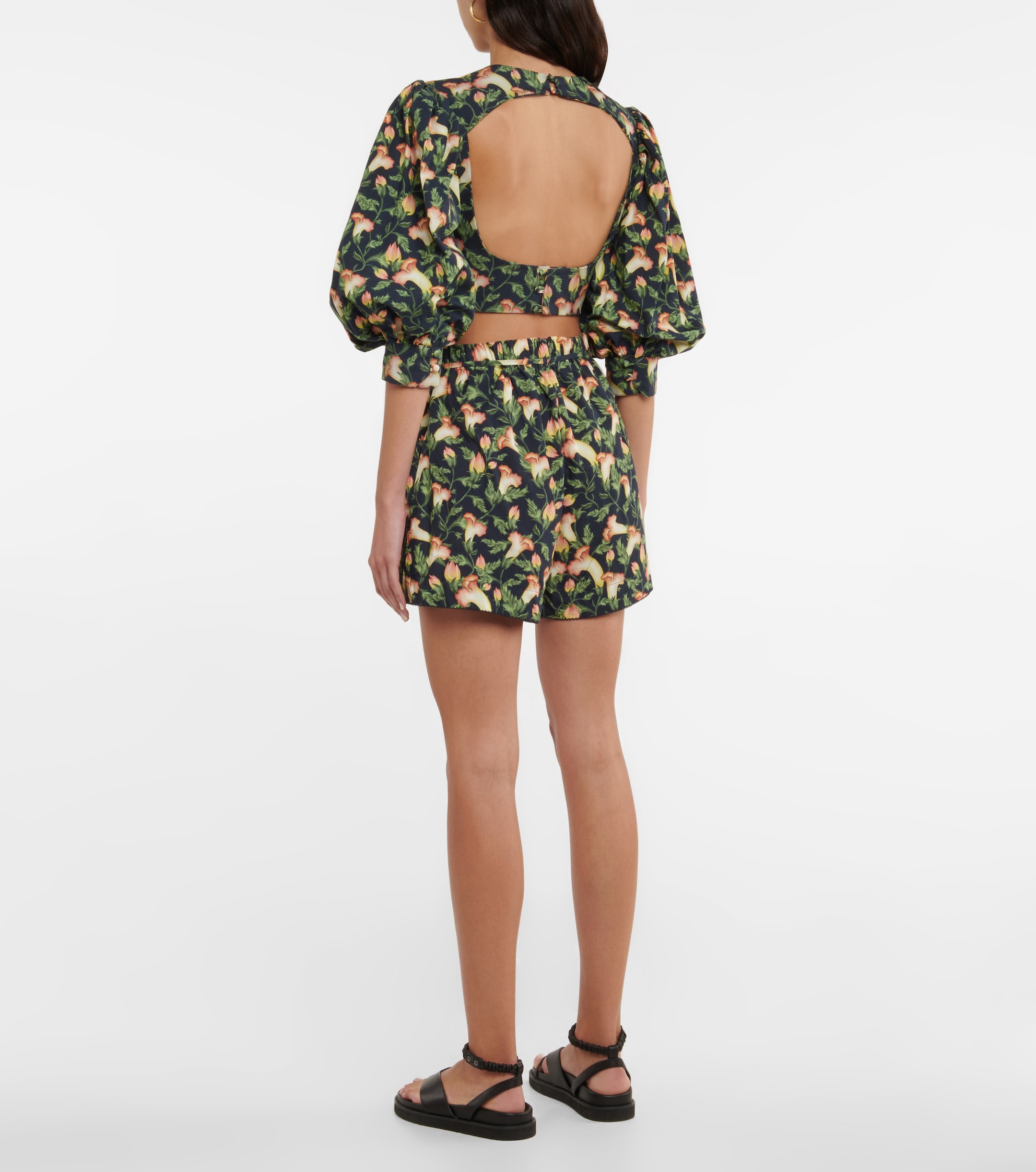 Agua by Agua Bendita Granate floral cotton crop top