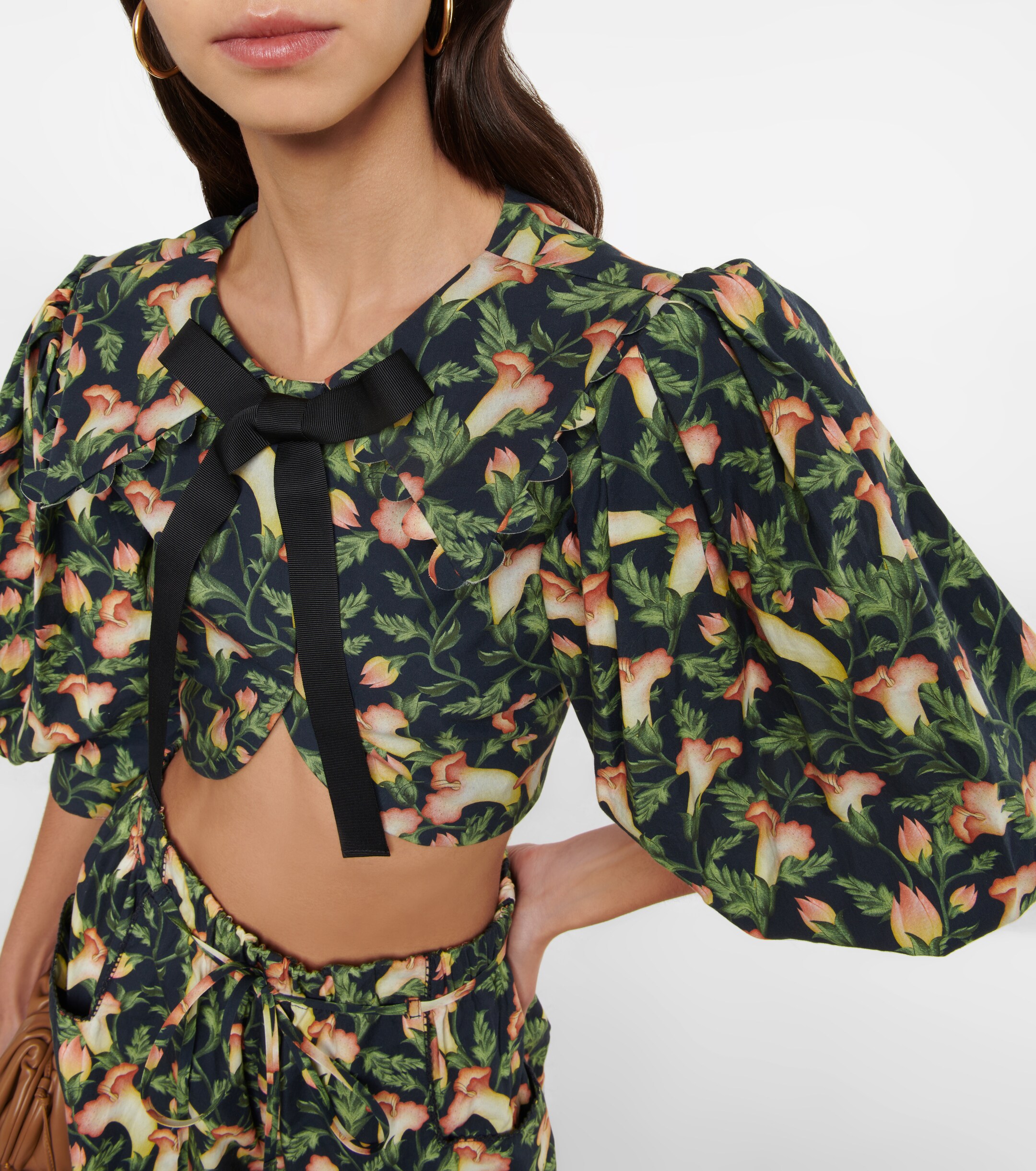 Agua by Agua Bendita Granate floral cotton crop top