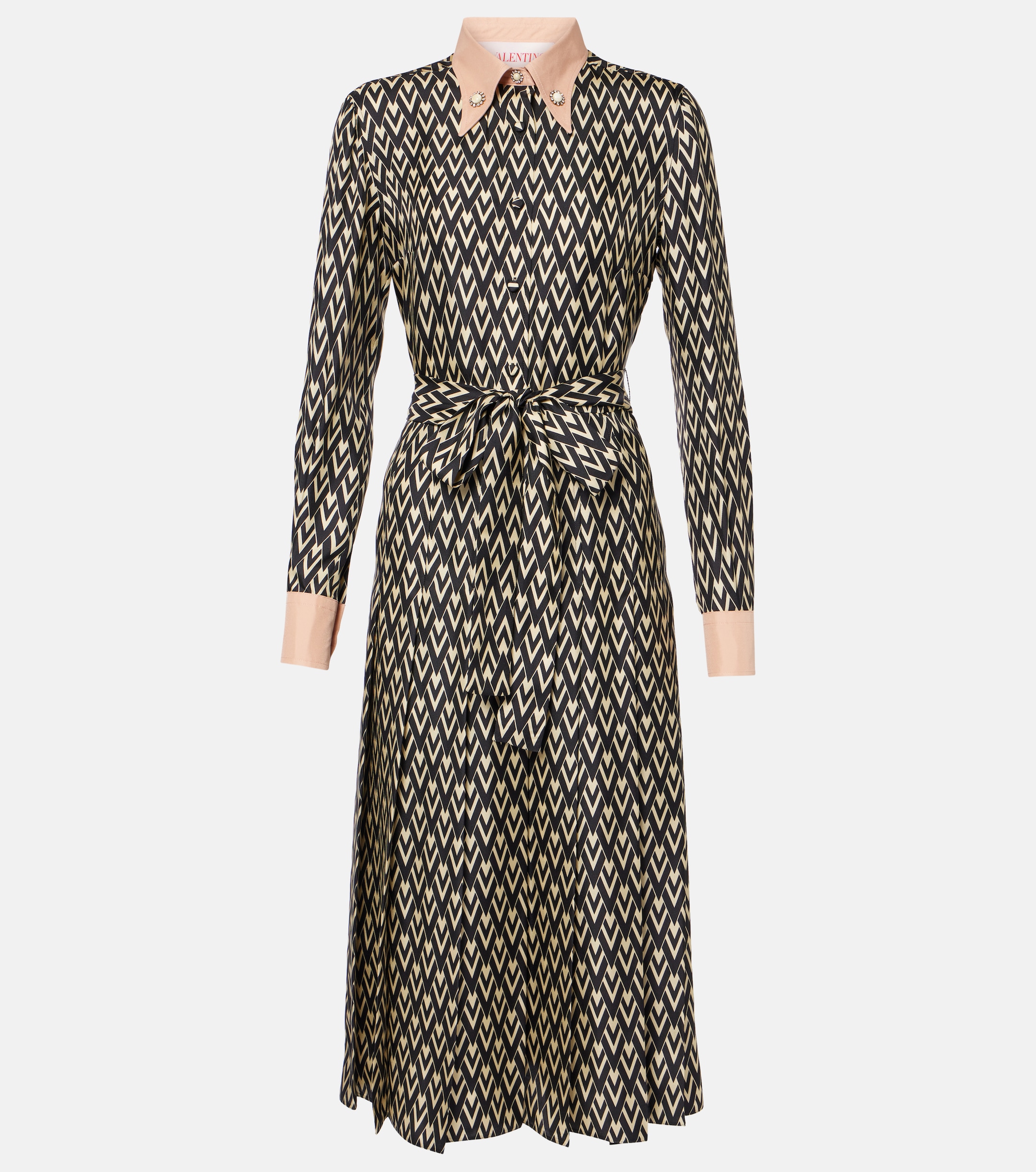 Valentino Toute La V silk twill shirt dress