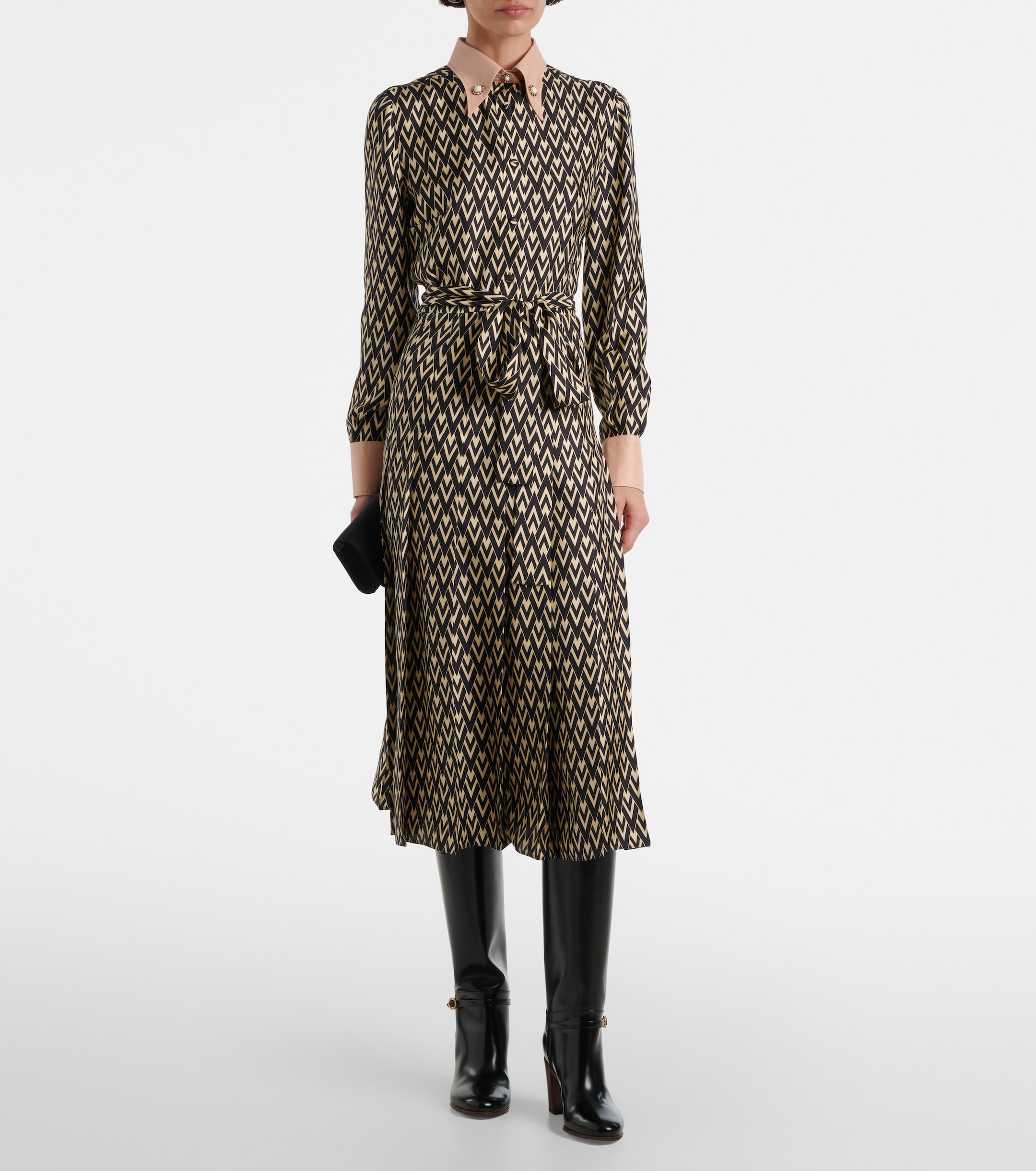 Valentino Toute La V silk twill shirt dress