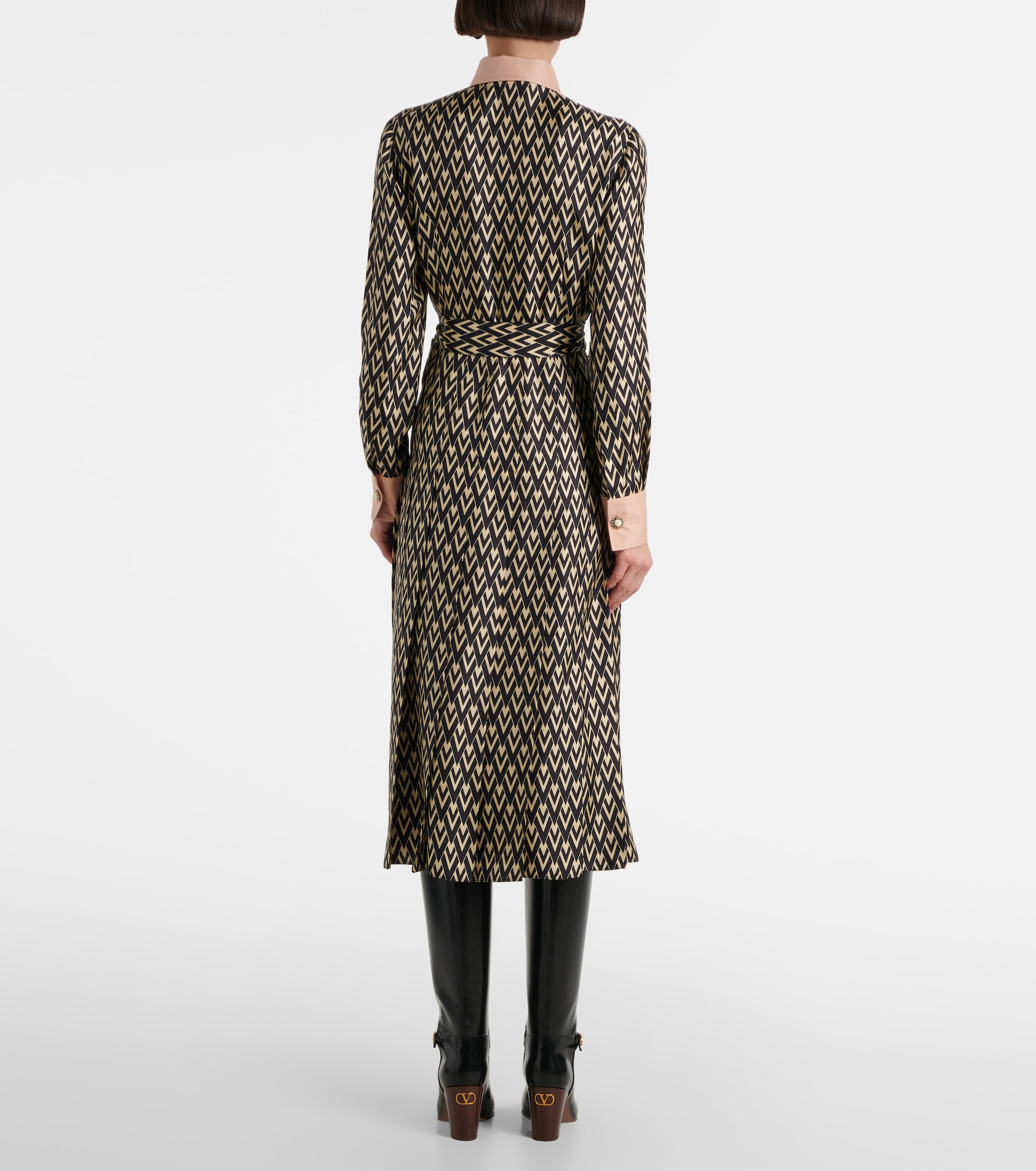 Valentino Toute La V silk twill shirt dress