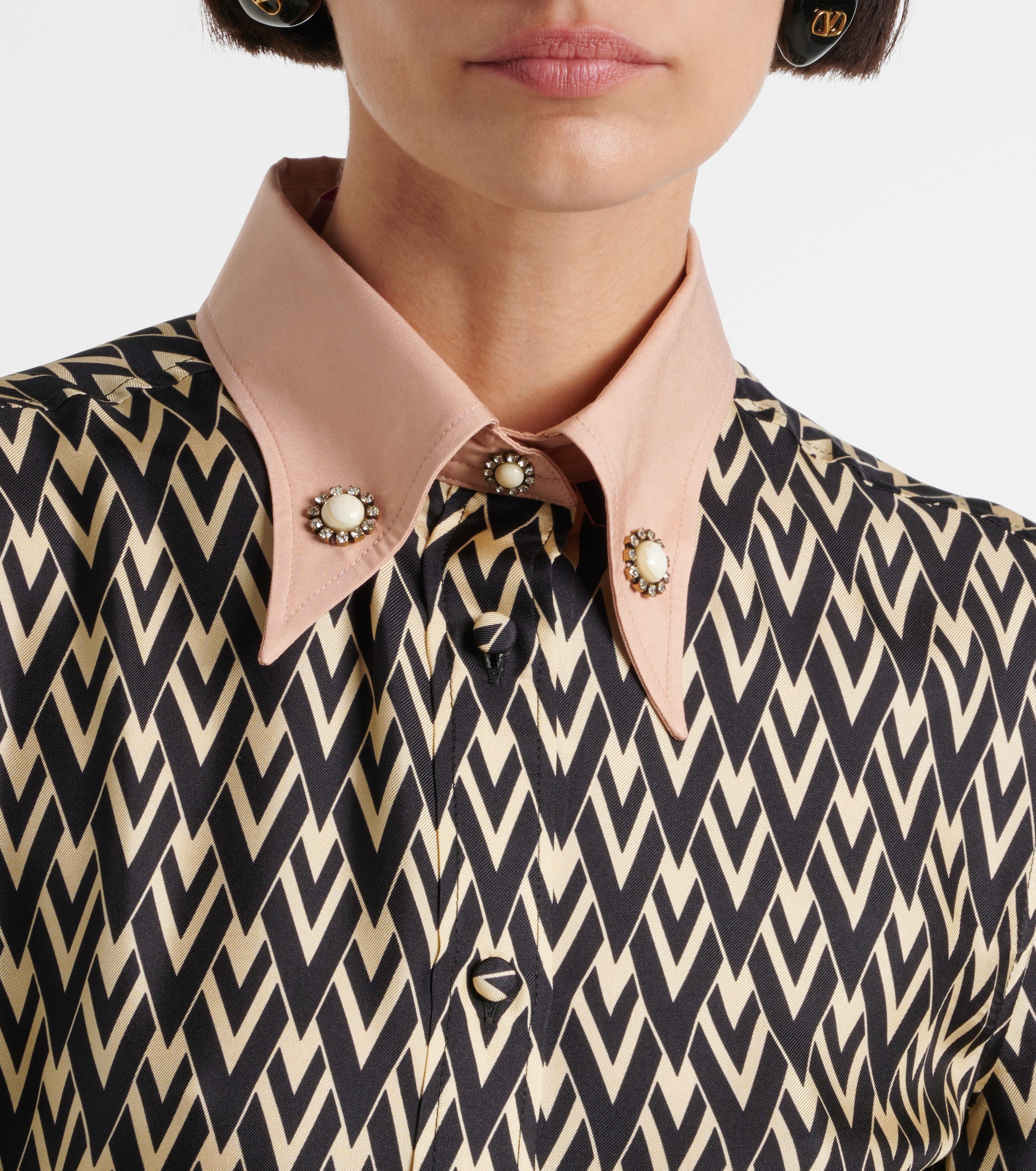 Valentino Toute La V silk twill shirt dress