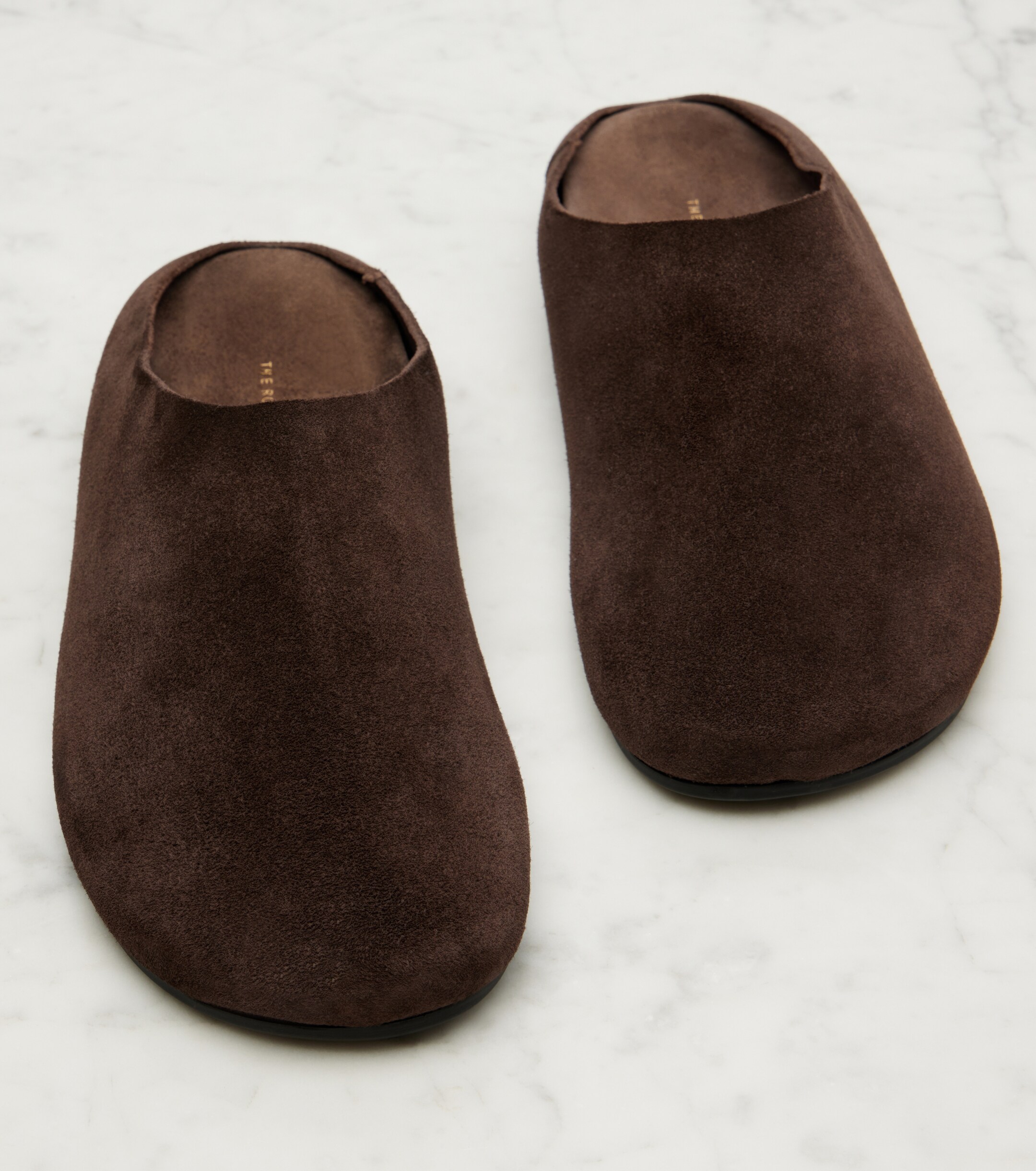 The Row Hudson suede mules