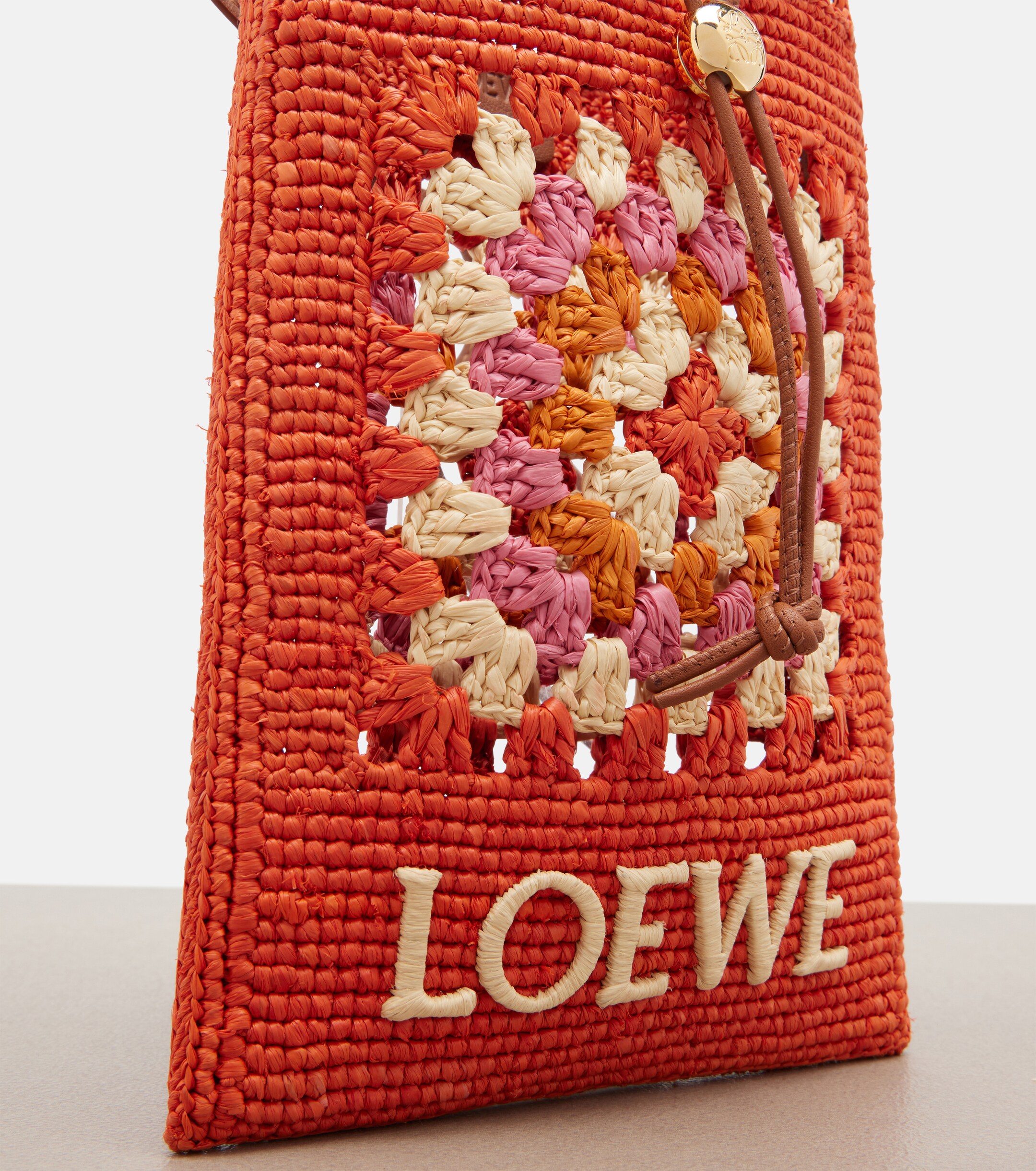 Loewe Paula's Ibiza crochet raffia pouch with strap