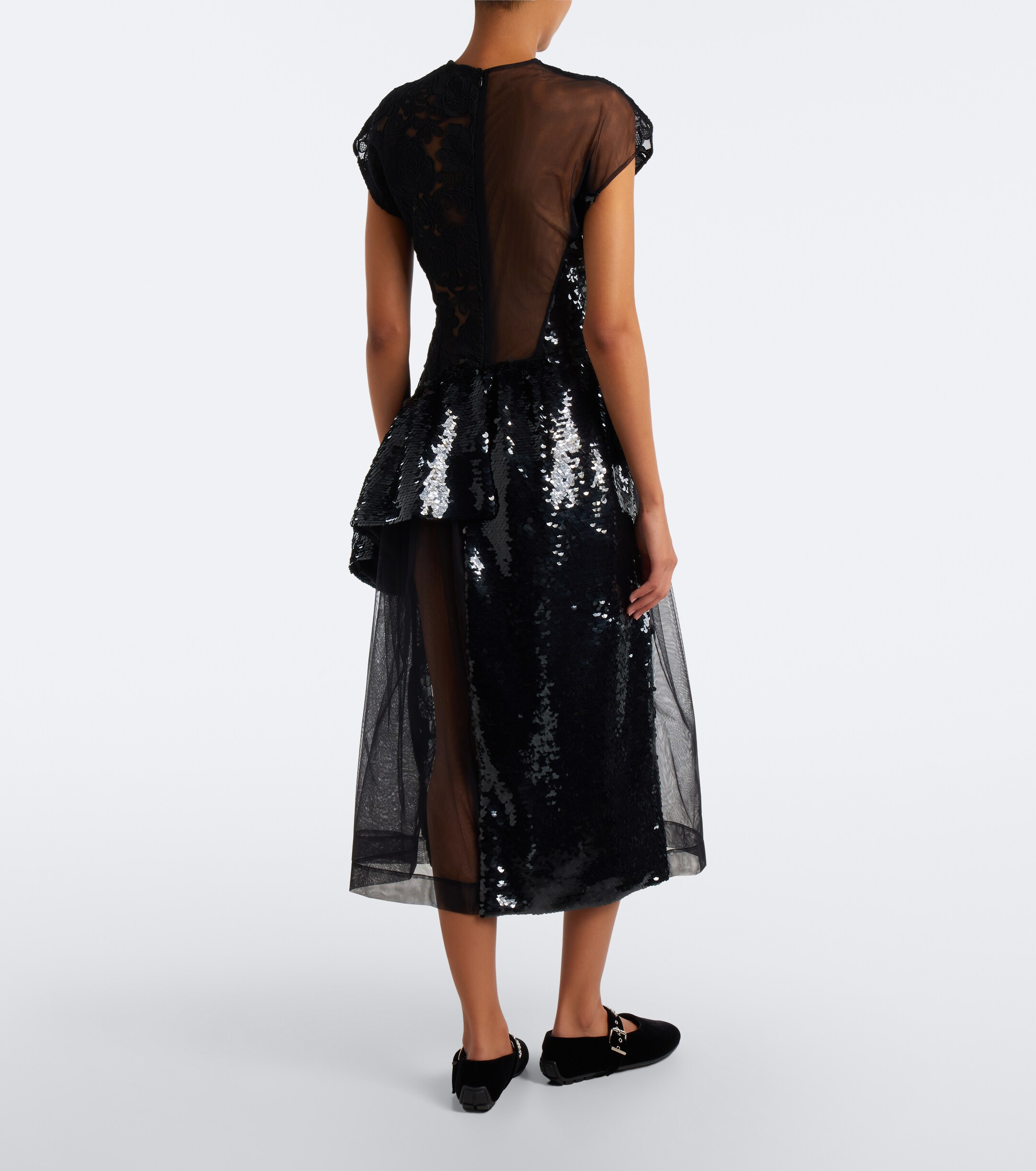 Simone Rocha Simone Rocha Paneled lace-trimmed sequined midi dress