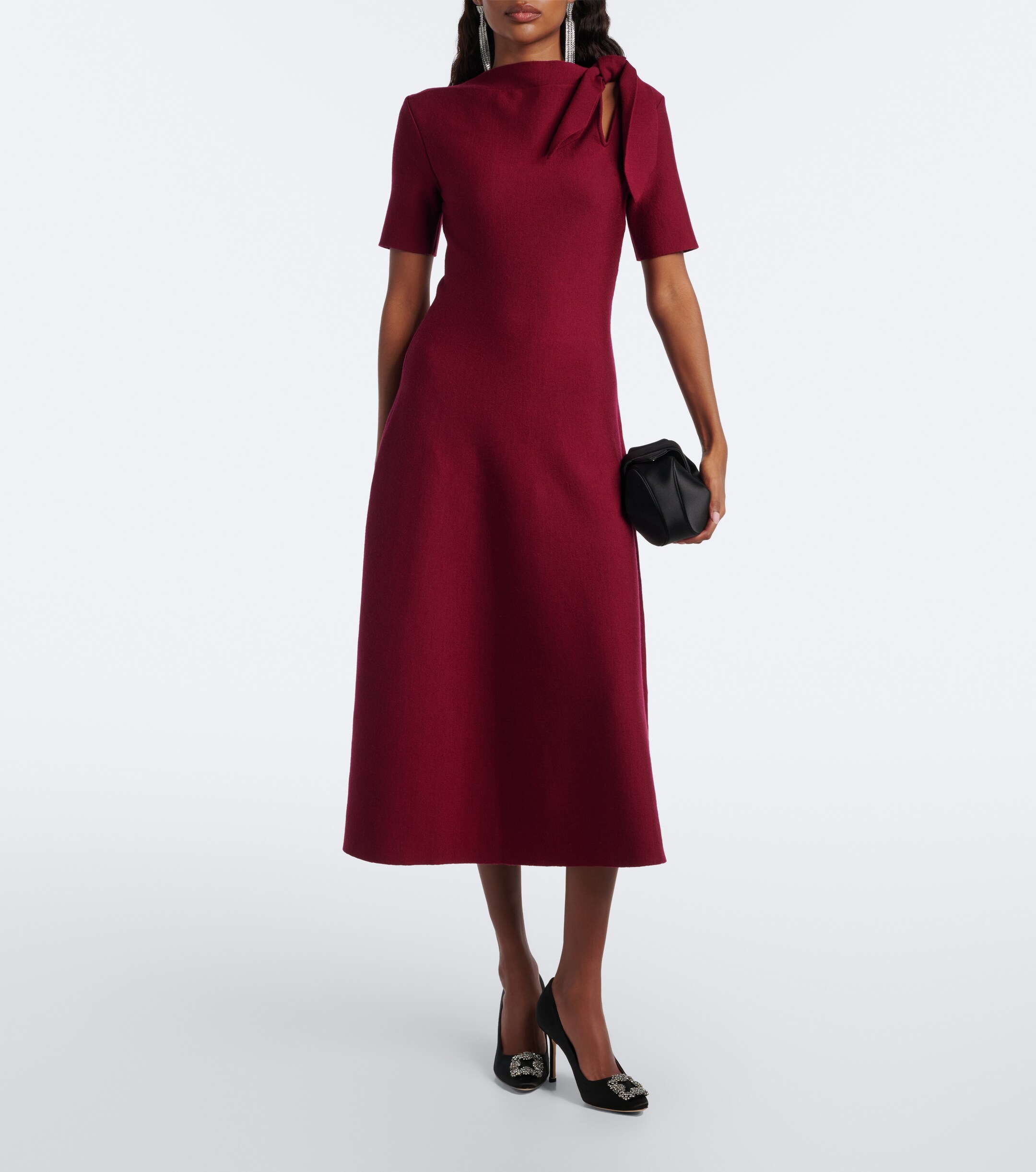 Oscar de la Renta Oscar de la Renta Cutout wool-blend midi dress