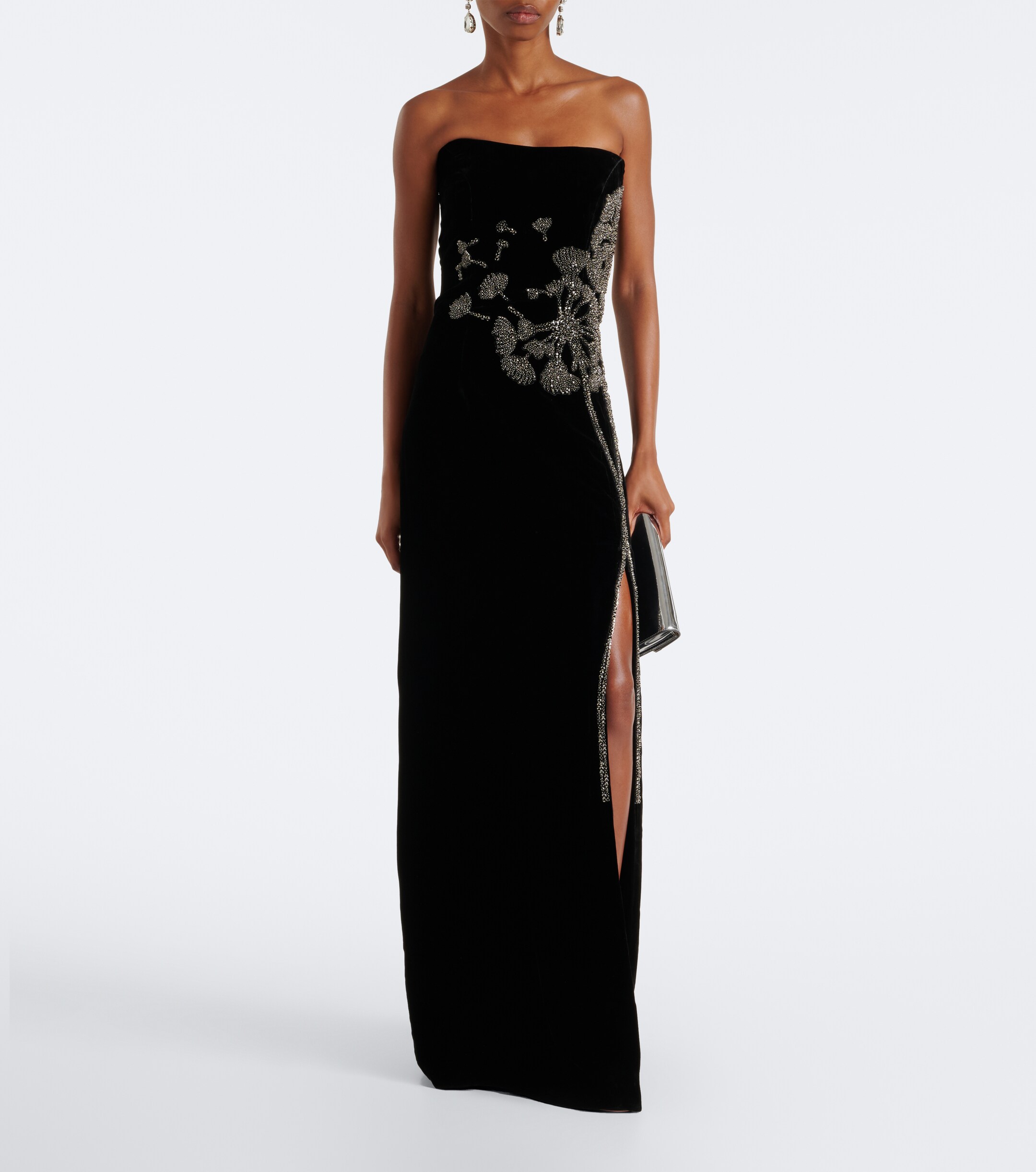 Costarellos Costarellos Embellished strapless velvet gown