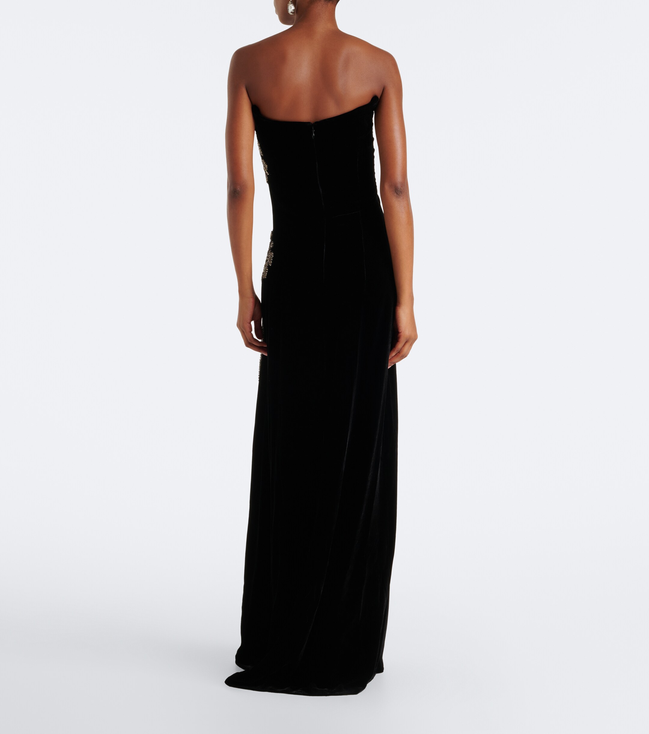 Costarellos Costarellos Embellished strapless velvet gown