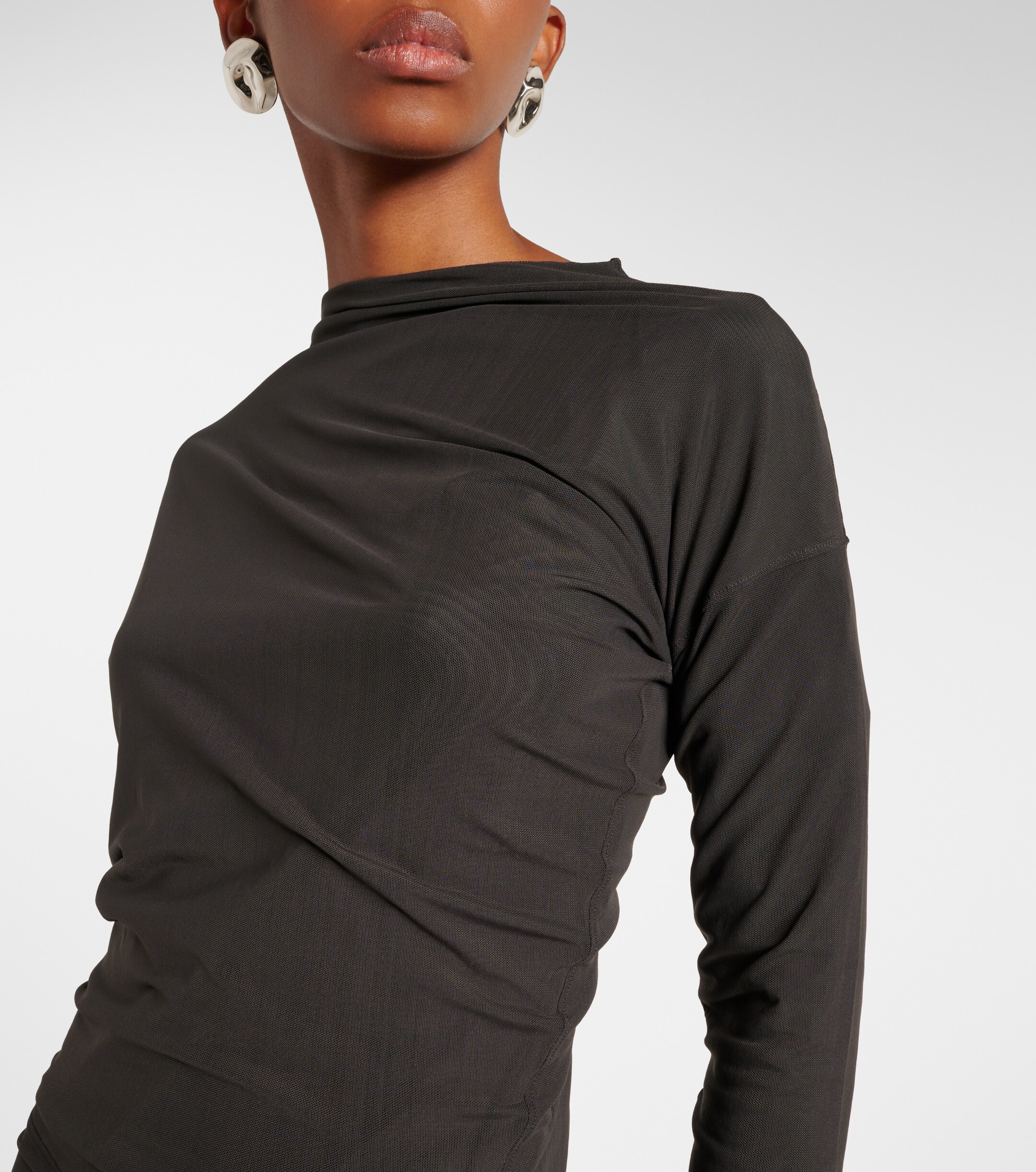 Lemaire - Draped jersey and mesh maxi dress | Plush