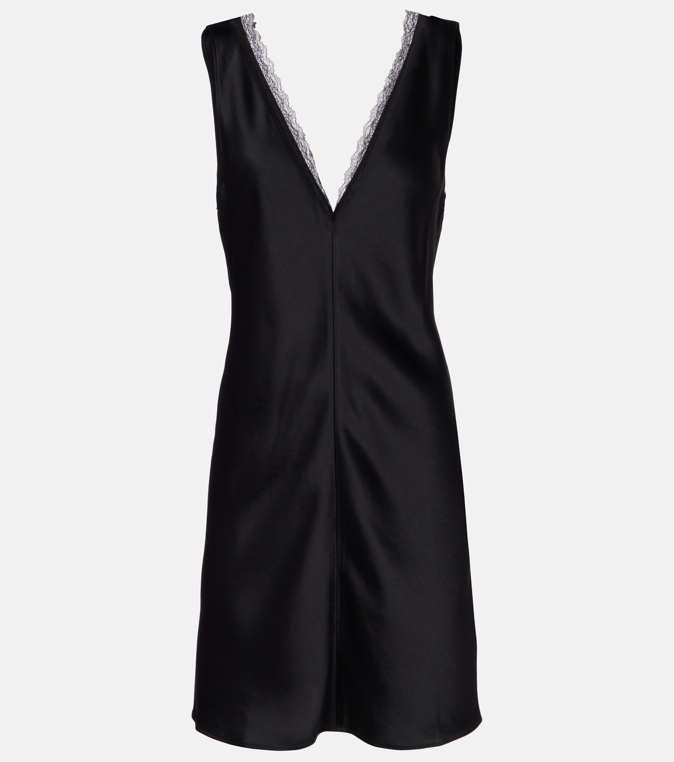 LESET Barb lace-trimmed satin minidress