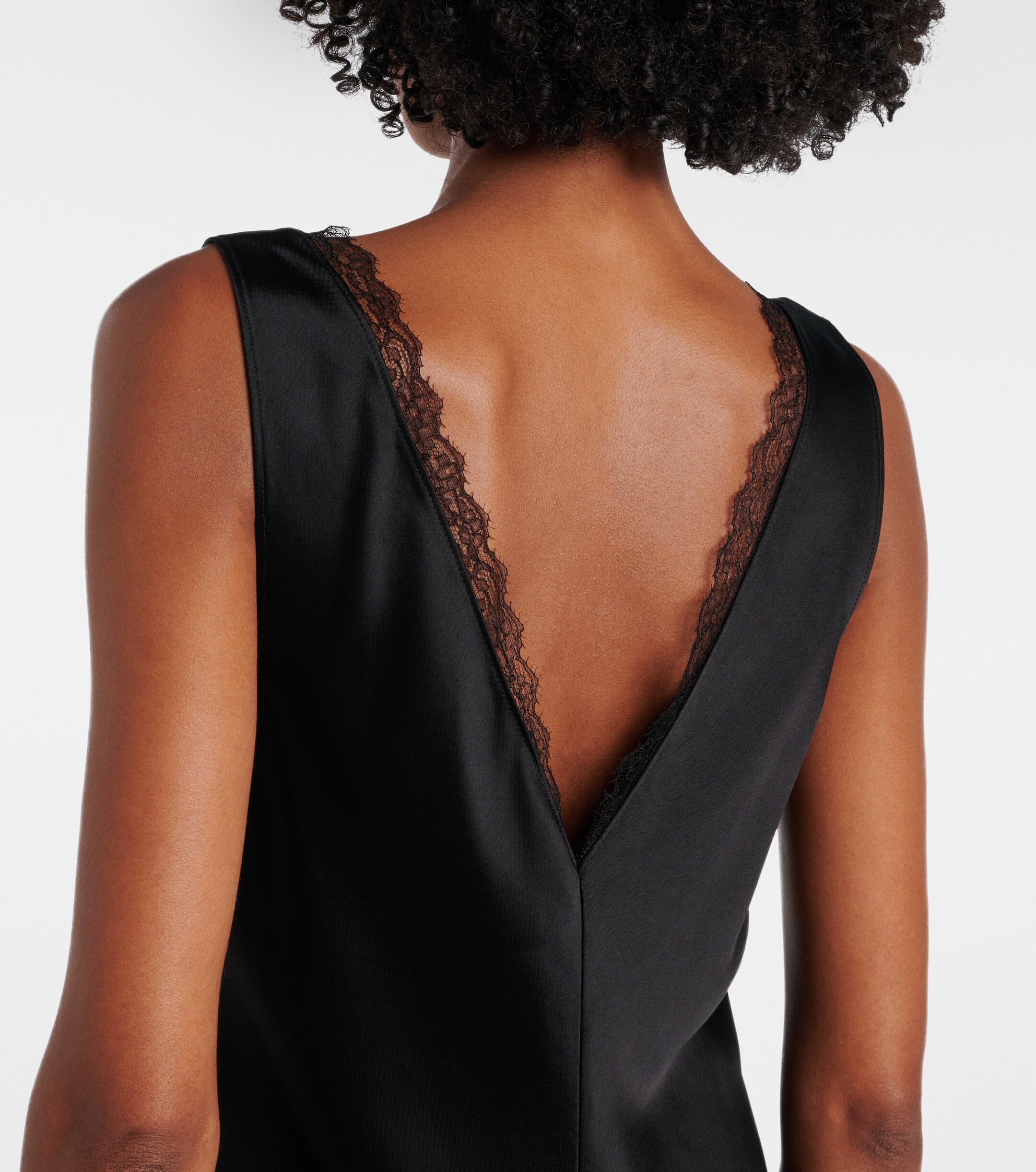 LESET Barb lace-trimmed satin minidress