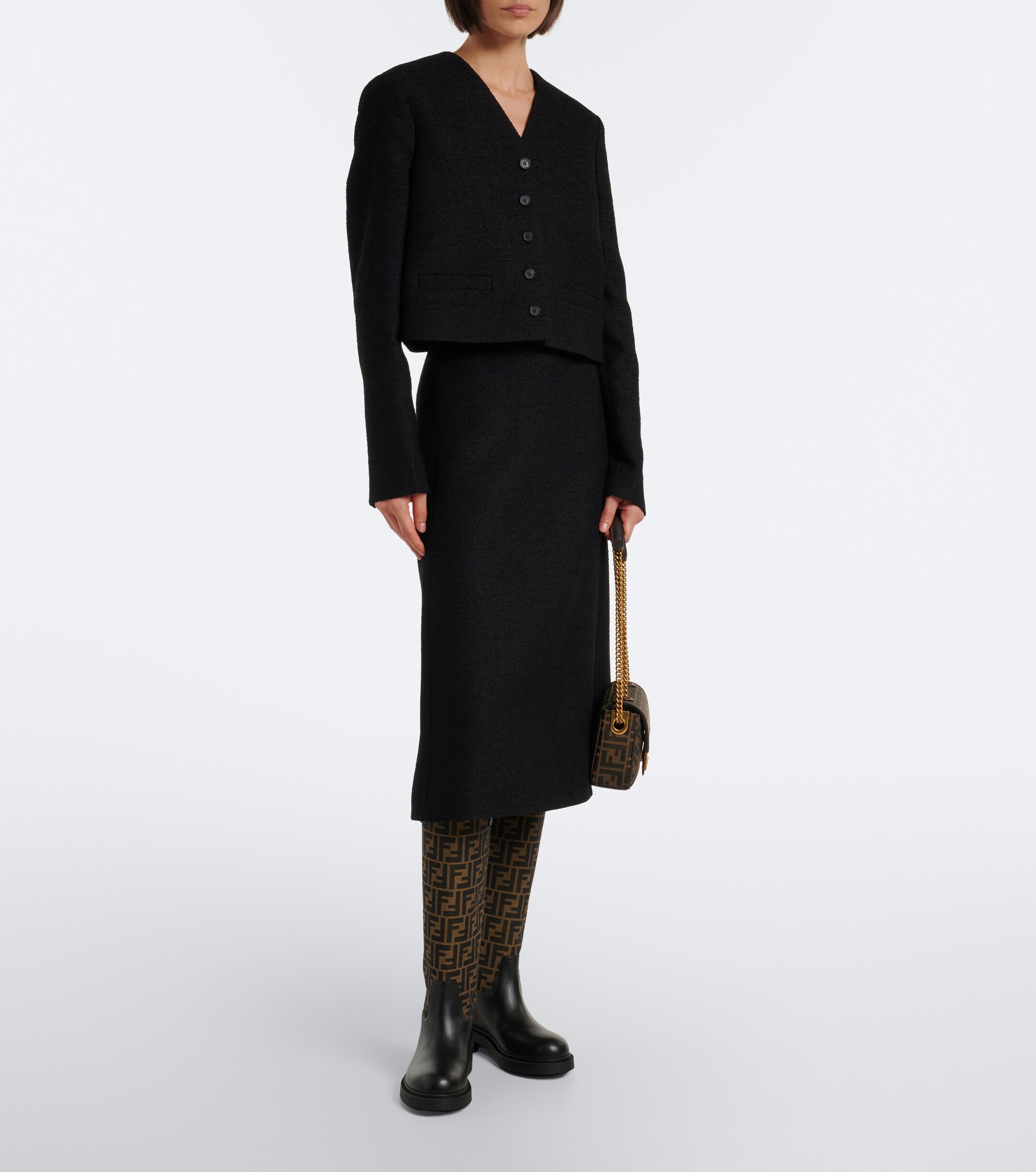 Fendi Fendi Fendi Filo canvas and leather knee-high boots