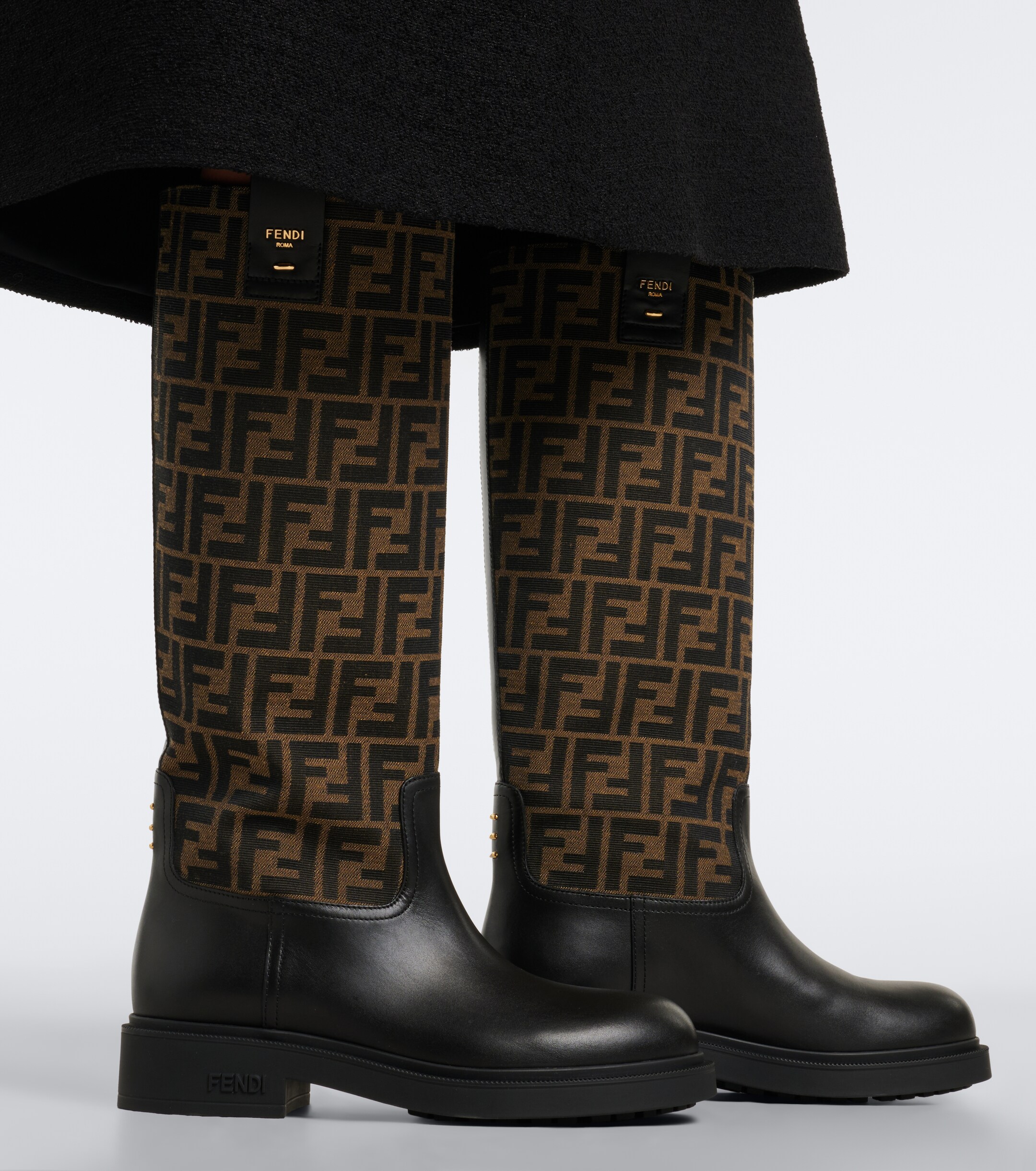 Fendi Fendi Fendi Filo canvas and leather knee-high boots