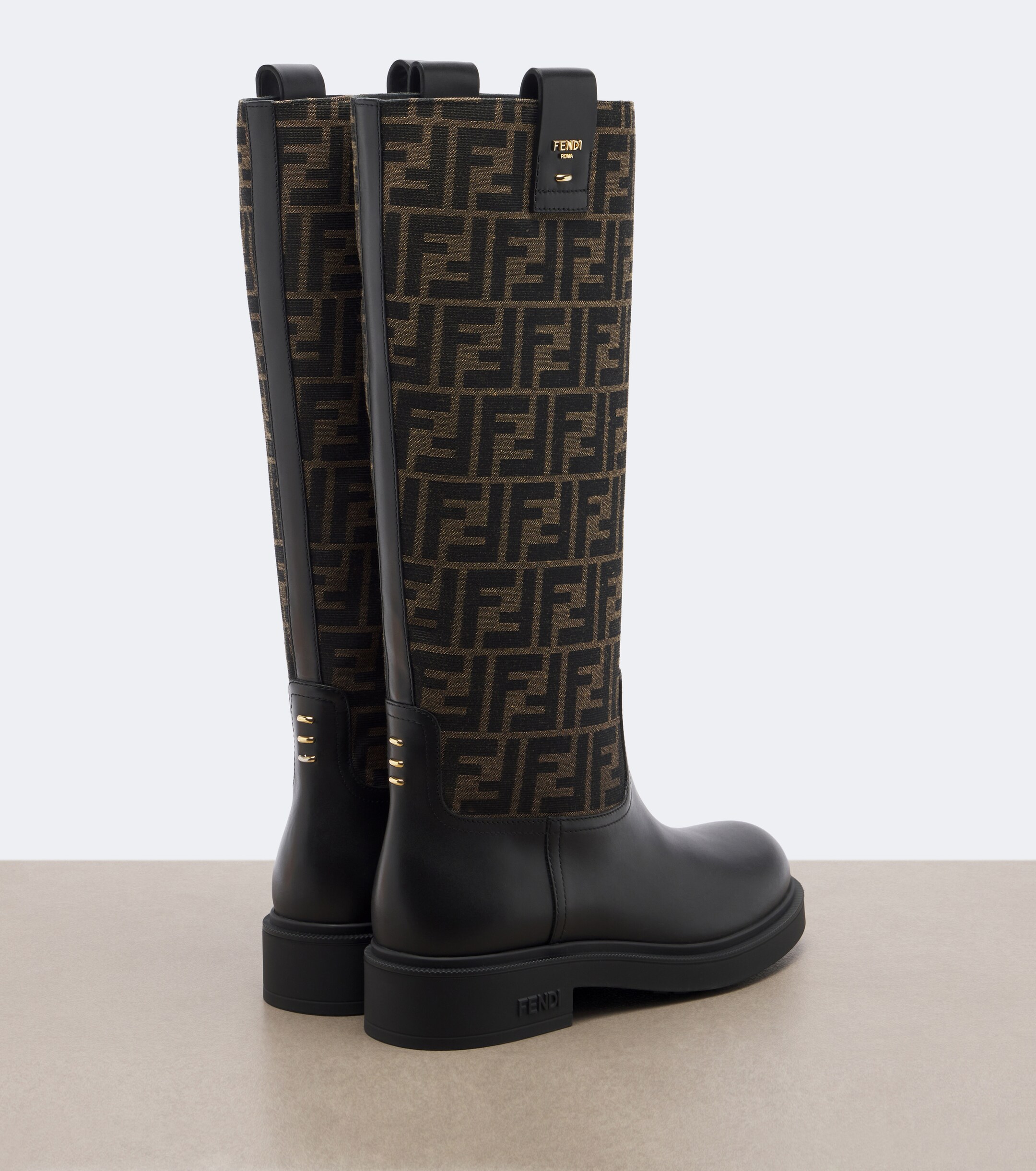 Fendi Fendi Fendi Filo canvas and leather knee-high boots