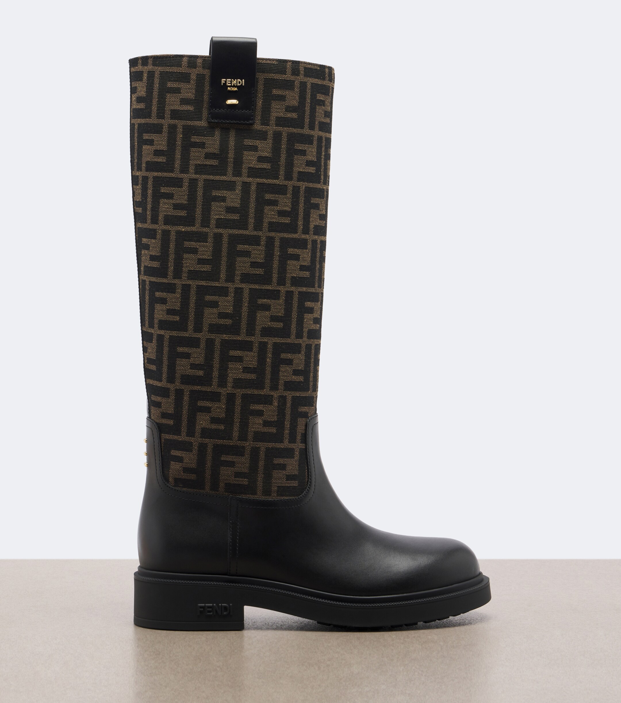 Fendi Fendi Fendi Filo canvas and leather knee-high boots