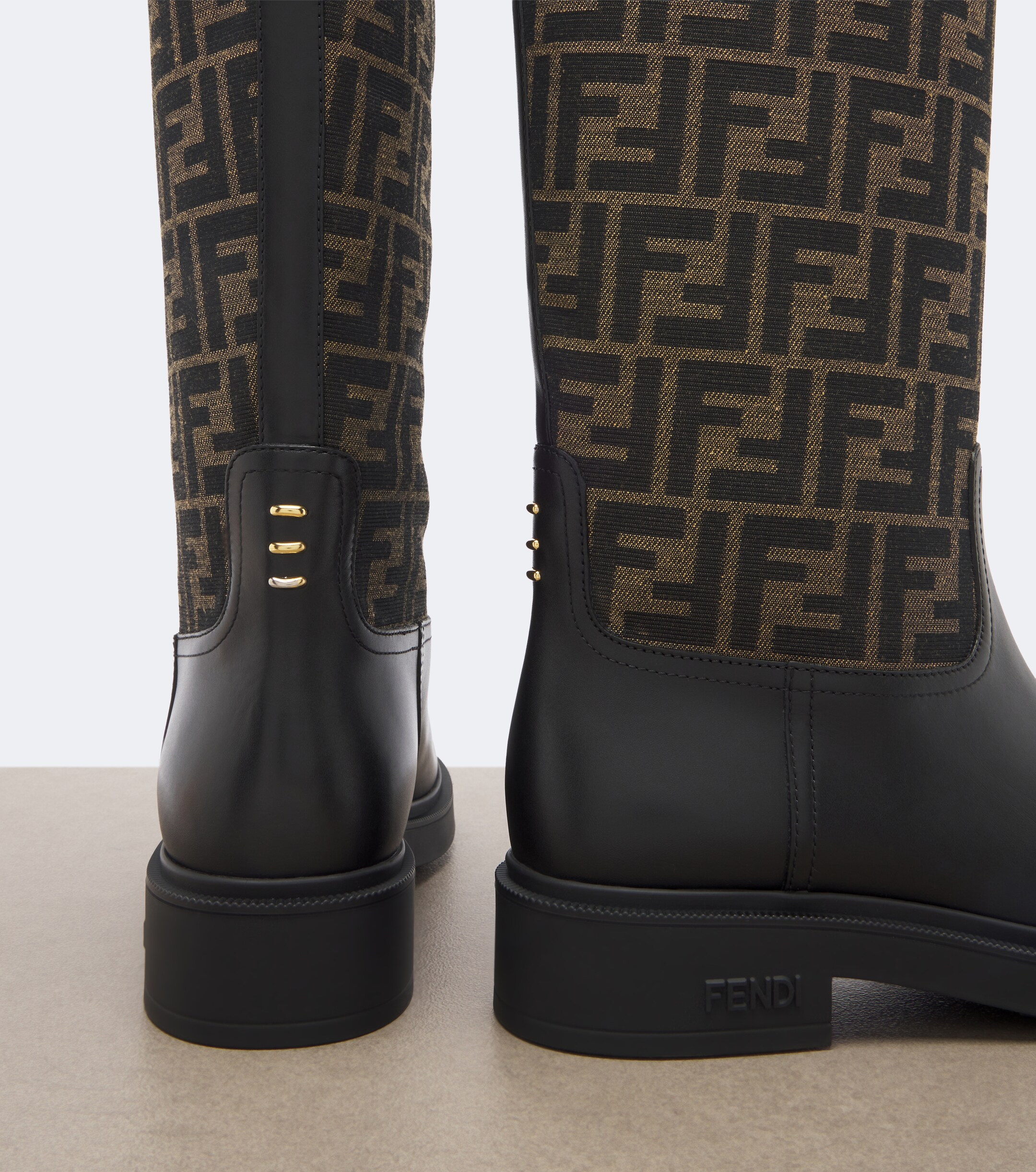 Fendi Fendi Fendi Filo canvas and leather knee-high boots