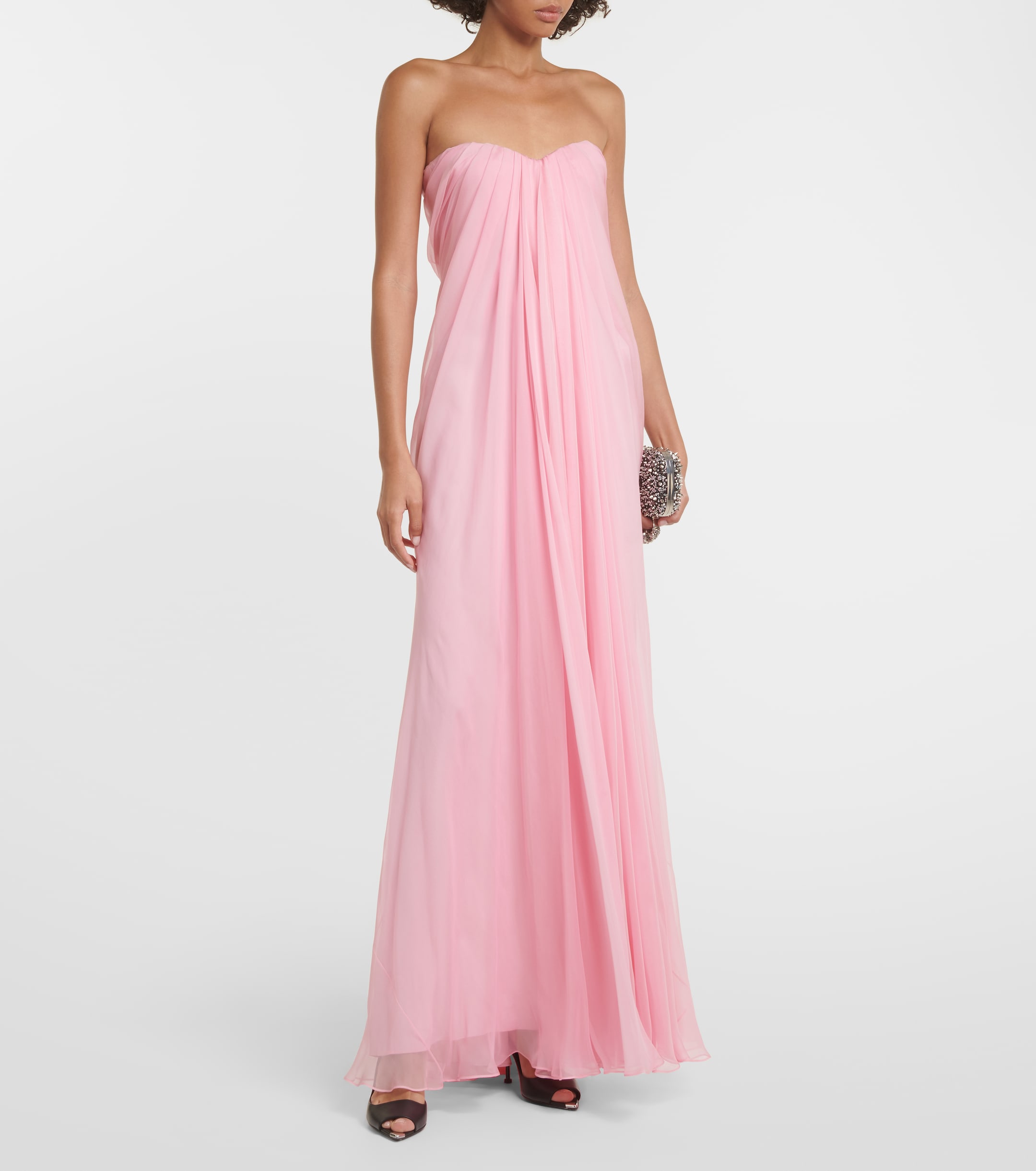 Alexander McQueen - Strapless draped silk chiffon gown | Plush