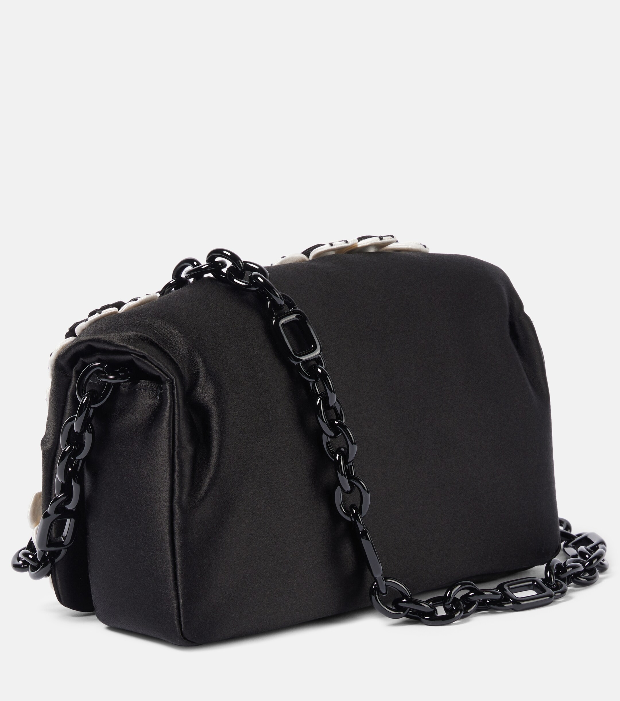 ROGER VIVIER Viv' Choc floral-appliqué satin crossbody bag