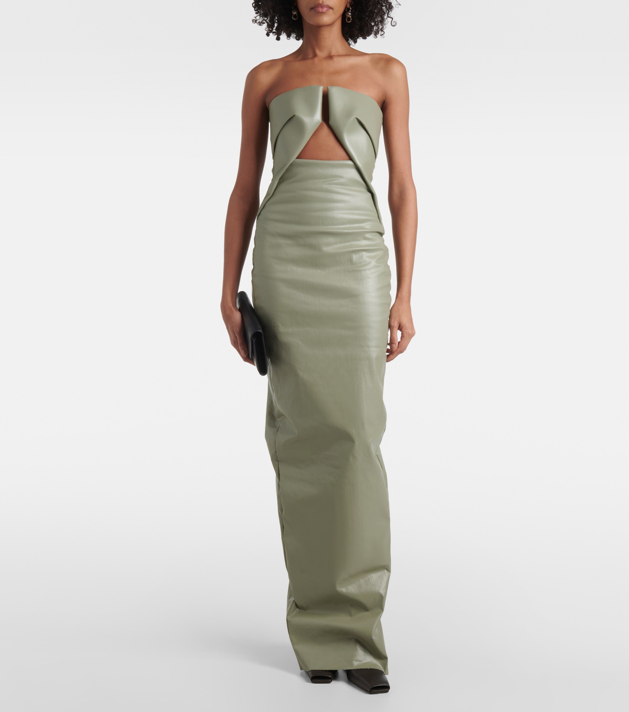 Rick Owens Prong cut-out coated denim gown