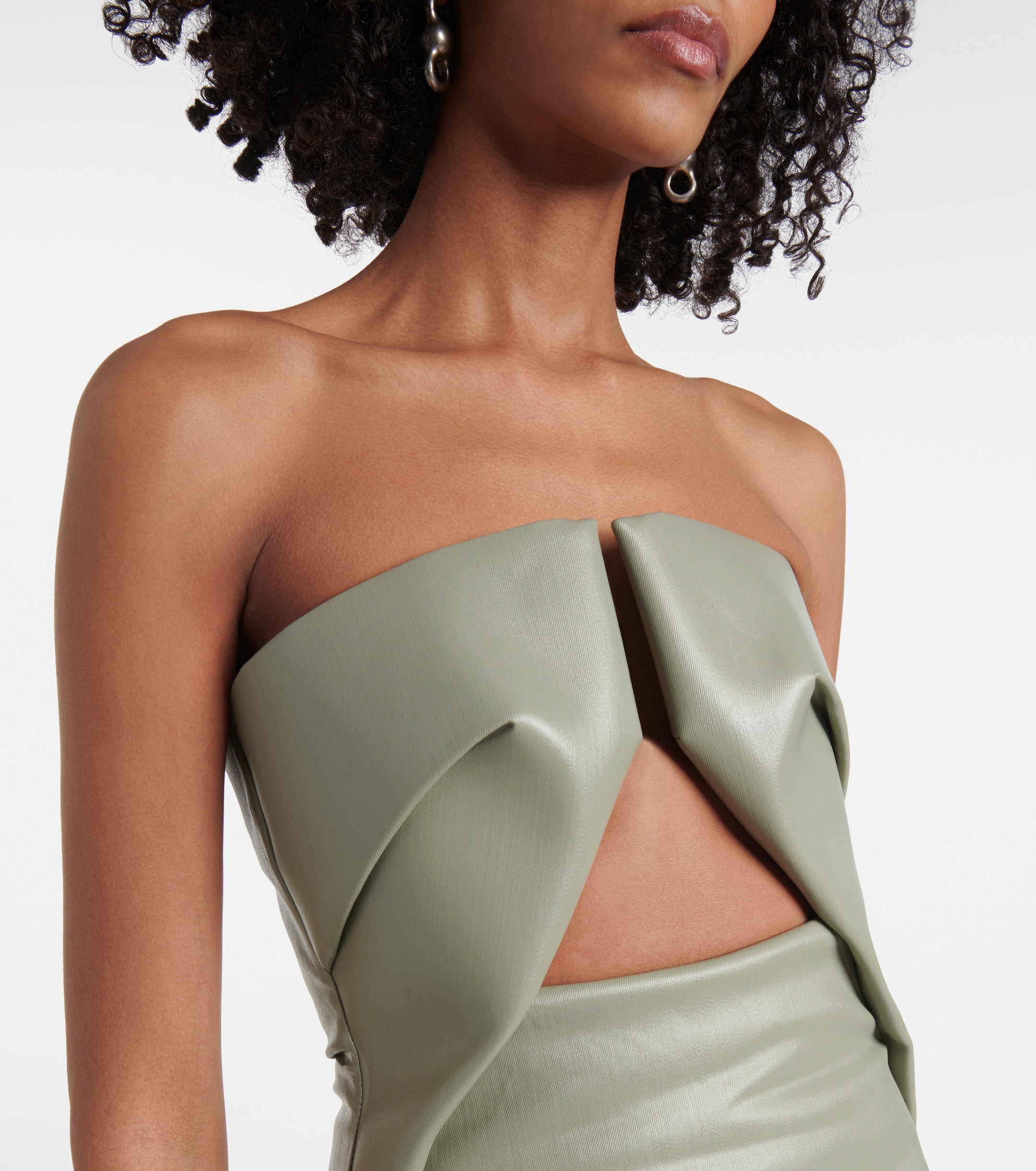 Rick Owens Prong cut-out coated denim gown