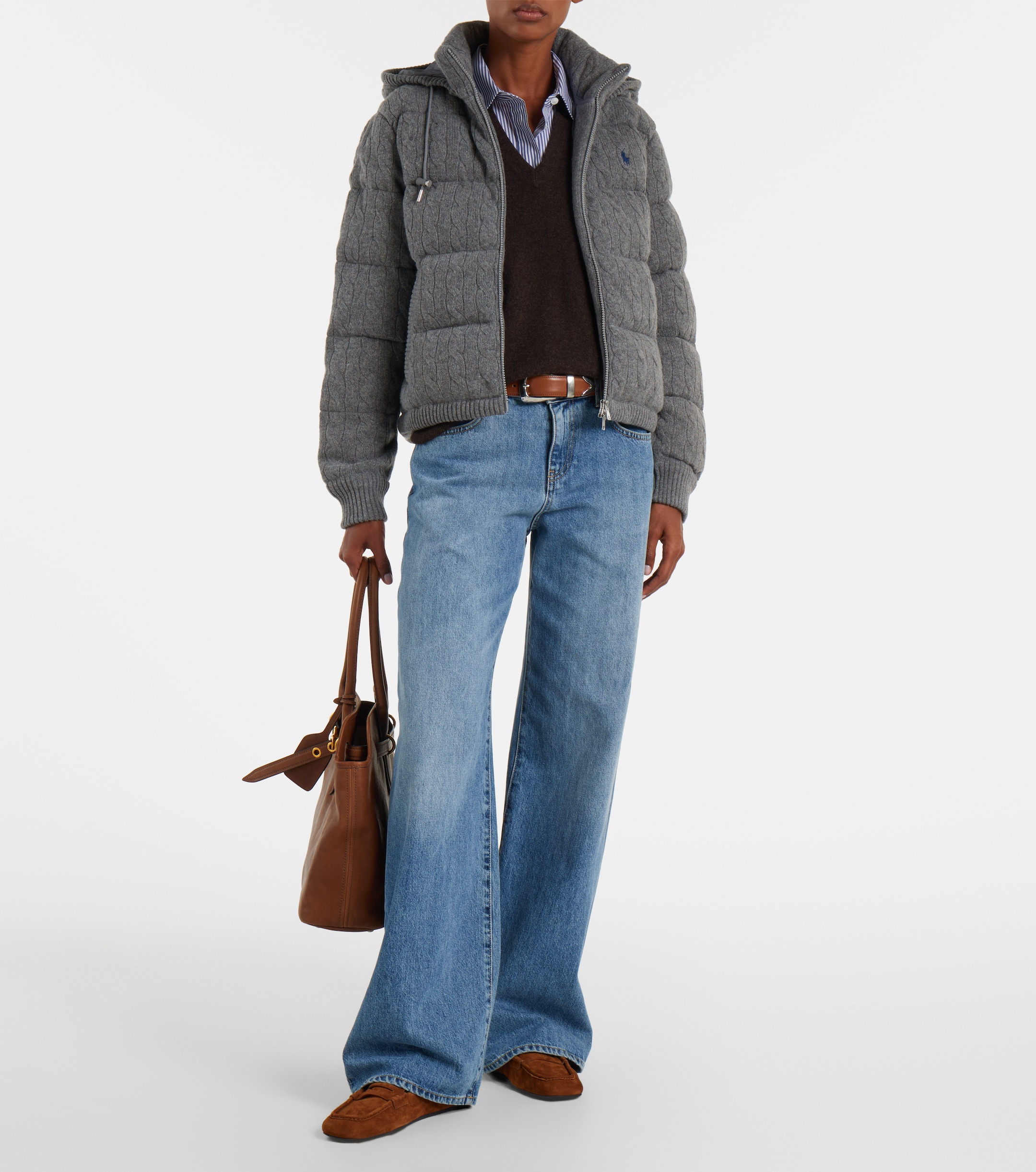 Polo Ralph Lauren Cable-knit wool and cashmere puffer jacket